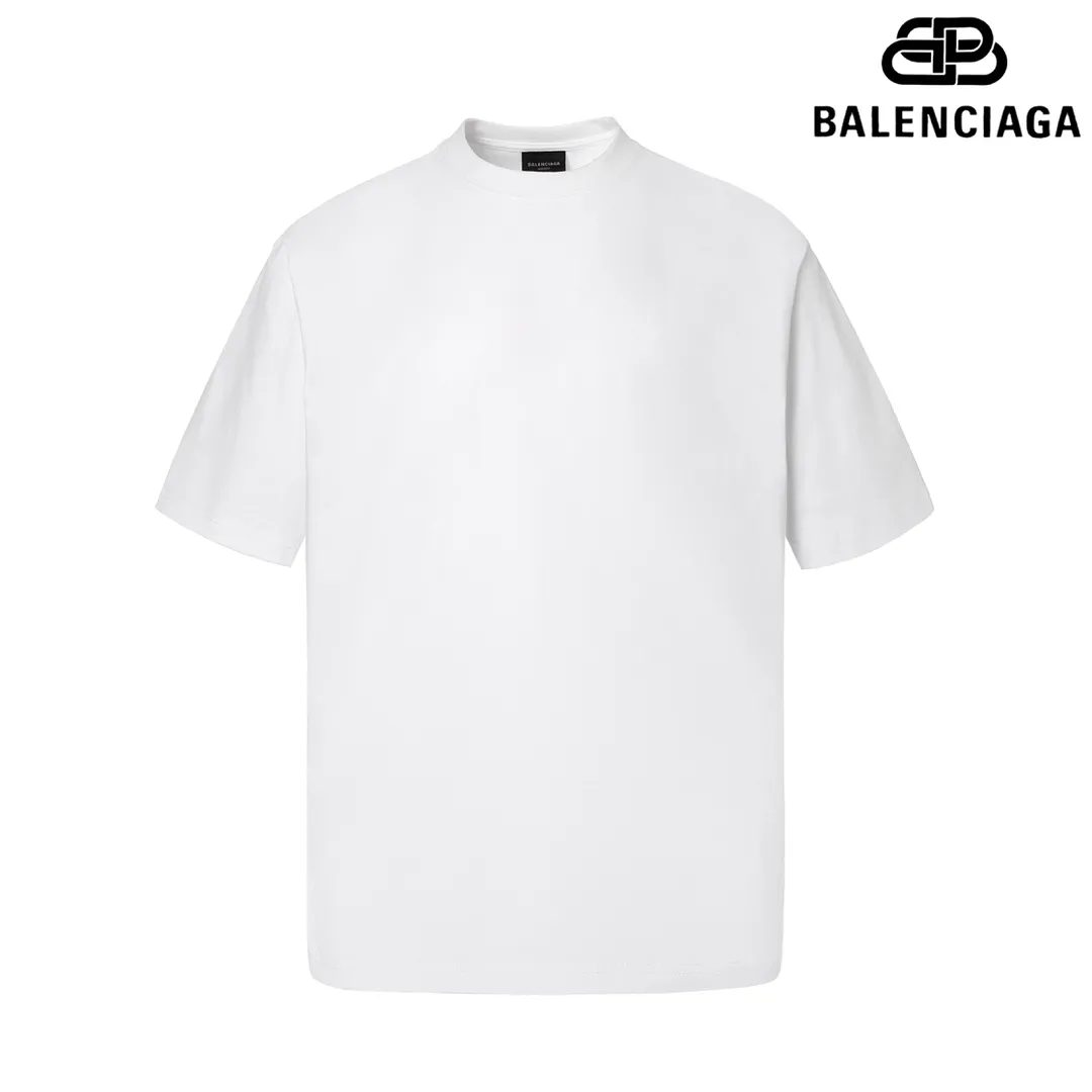 🅿️160 9105# Detailed picture Top version [[BALENCIA*GA] official website quality Paris new classic letter back panel printed short-sleeved T-shirt OS version Loose dropped shoulders Unisex fabric: 260 grams 100% cotton double yarn Technology: back panel printing Garment washing Shape solid color Color: black white Size: XS S M L
