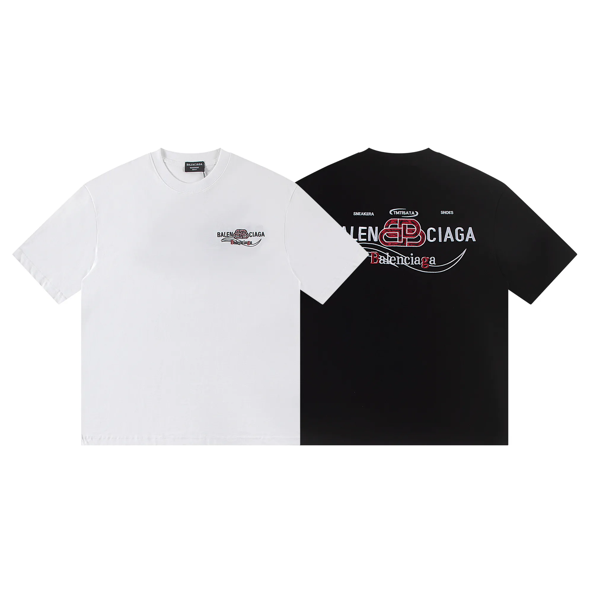🅿️170 Balenciaga2026 embroidery🪡New T-shirt Material: Made of high version 300g double yarn combed cotton Size: S M L XL Color: black and white Style number: W2810