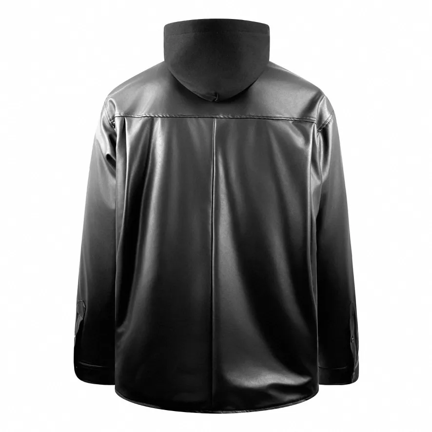 🅿️960 [Exclusive supply] BLCG Parker hooded zipper leather jacket. Original purchase and development for 34,900. The fabric is made of customized French Bazaar black guri fine leather and 1000 cotton cotton. Unparalleled texture and luster. Natural texture. Comfortable and close to the skin. Decorated with the same color Balenciaga logo on the front. The hat and the leather gap are cleverly integrated to create a fake two-piece visual illusion. The sense of layering is full. He is a leader in fashion. It is the sediment of time, the representative of gentleman, and the silent declaration of noble status. High-frequency voltage embossing technology uses high-frequency voltage to produce a thermal effect on the leather surface. The thermal effect causes slight deformation of the leather fibers, forming a unique texture and the Balenciaga letter logo. Polishing and polishing: Use professional polishing tools to carefully process the leather surface, and then use special agents to polish the leather to improve the overall beauty of the leather. The template machine performs seamless splicing, and the design and shape of the original leather jacket and hat brim are first and accurately customized, and then manually sewn, and then accurately aligned with the assistance of the template machine to ensure a smooth and seamless effect. Size:1/2/3