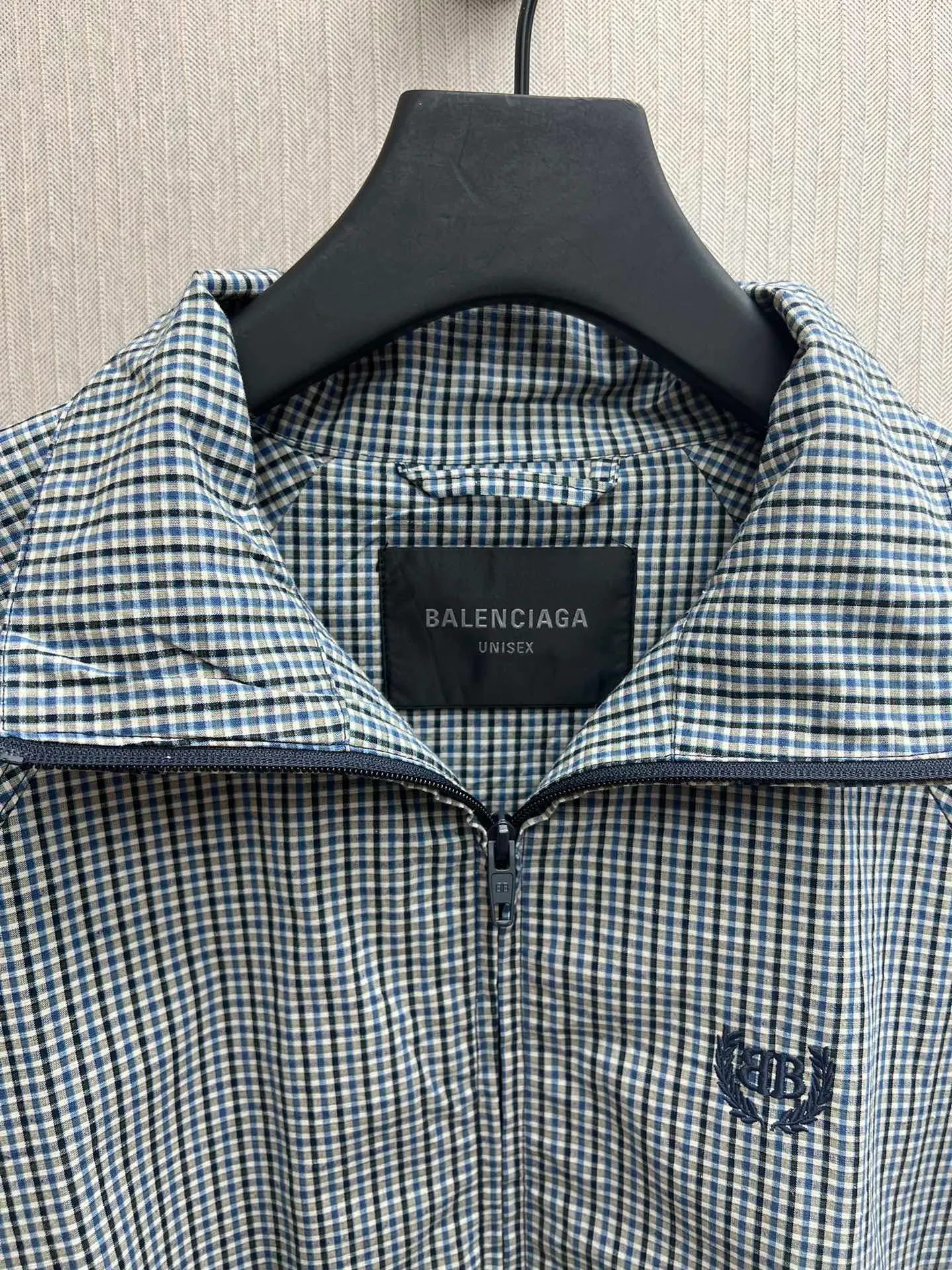 🅿️680 Paris 25ss new black and white plaid cotton and linen zipper jacket loose fit men's high version code number: 1.2.3.