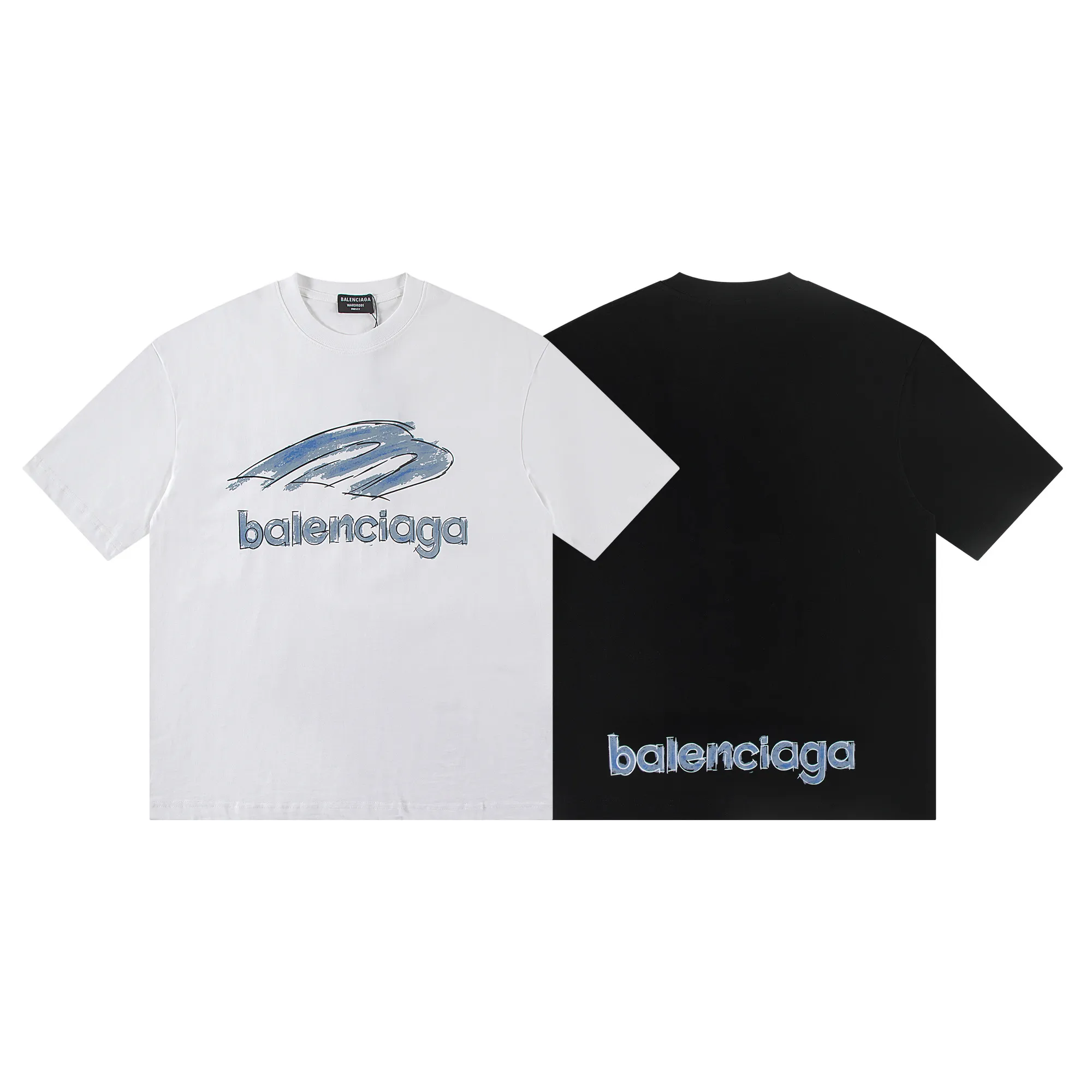 🅿️160 Balenciaga2026 new painted T-shirt Material: Made of high version 300g double yarn combed cotton Size: S M L XL Color: black and white Style number: W2806