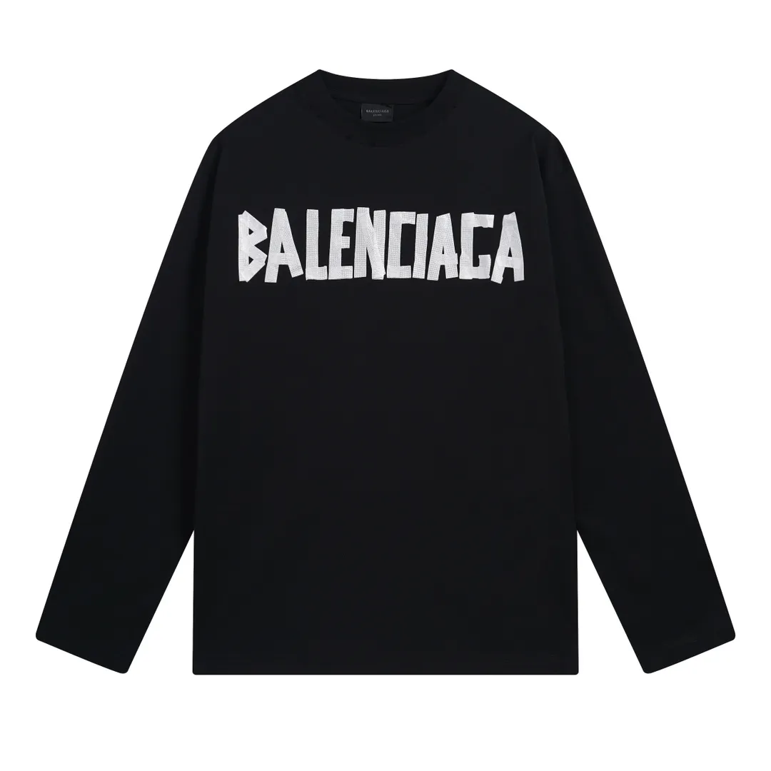 🅿️216 Real photos [Top version. Official website quality] BALENCI*GA/Paris. 23ss latest classic model. Front and rear tape direct printing. Ready-to-wear washed and worn long-sleeved T-shirt. Genuine product developed at the first time, brick cabinet synchronization. Welcome to compare. The fabric is made of Paris ZP custom-woven and dyed 100% cotton with double-yarn compact cotton. The weight is 260 grams. The cloth surface is clean. The cloth pattern is clear, soft and comfortable, and the threads are dyed with no color difference. The classic pattern is directly sprayed by a direct injection machine. Environmentally friendly imported materials, three-dimensional effect. Restored brick cabinet. The garments were washed and aged, and polished by many hands. Produced by ultra-heavy craftsmanship, the market currency is very different, welcome to compare. The version adopts OS loose shoulder design. The same style for men and women. Code: BL225003 Color: dark blue gray, off-white, burgundy, green, black blue, fog blue Size: XS S M L