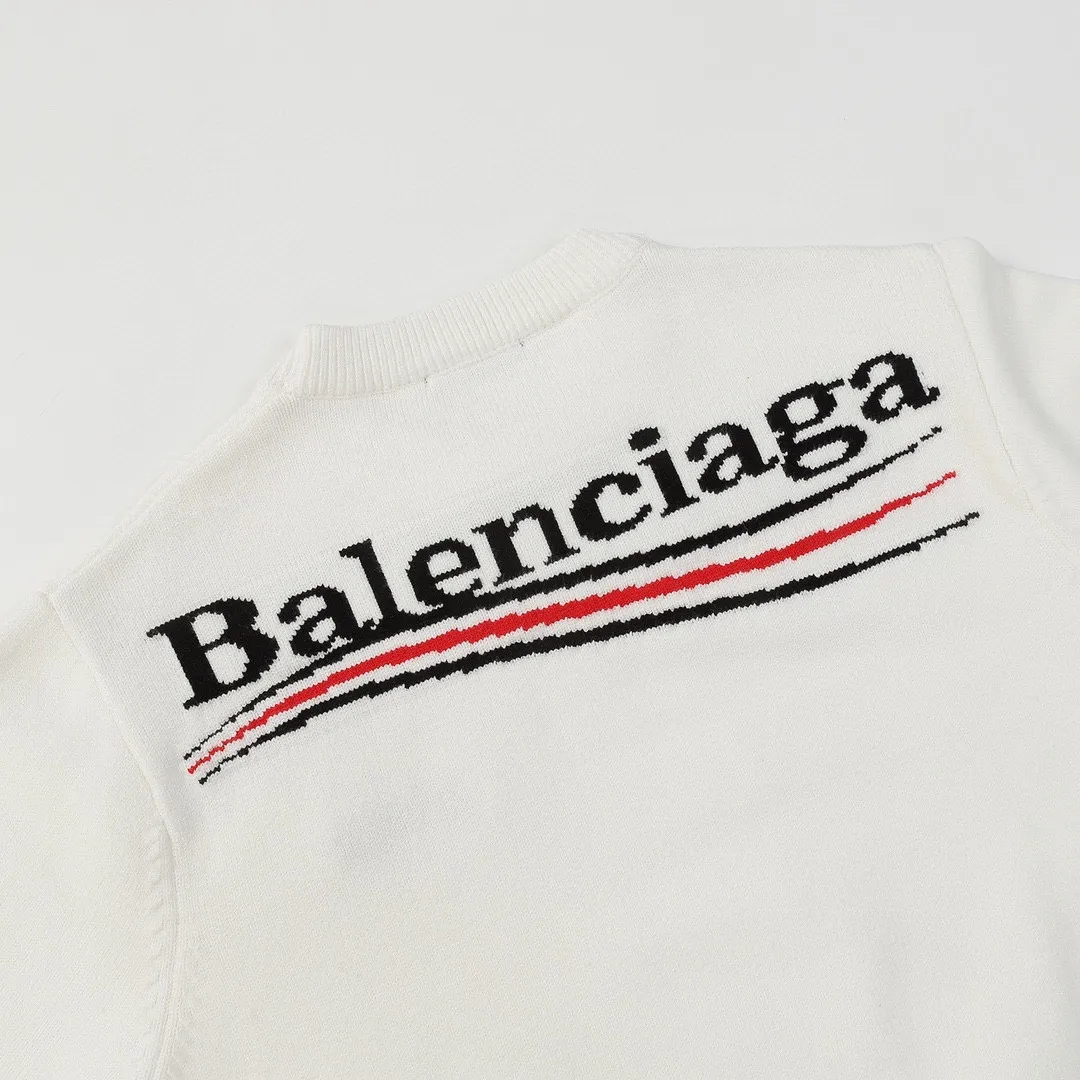 🅿️310 BALENCIAGA/balenciaga sweater series, same style for men and women, elegant and timeless, made of modal pure cotton blended fabric, Paris English letters logo three-dimensional embroidery on the chest, cola wave logo jacquard on the back, high-density knitting, not soft or baggy, soft and comfortable to the touch, elastic and textured Size: S M L