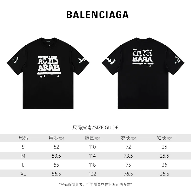 🅿️150 Style: 2026 new Balenciaga short-sleeved T-shirt Material: High version 300g double yarn combed cotton Size: S～XL Color: Black Style number: H1038