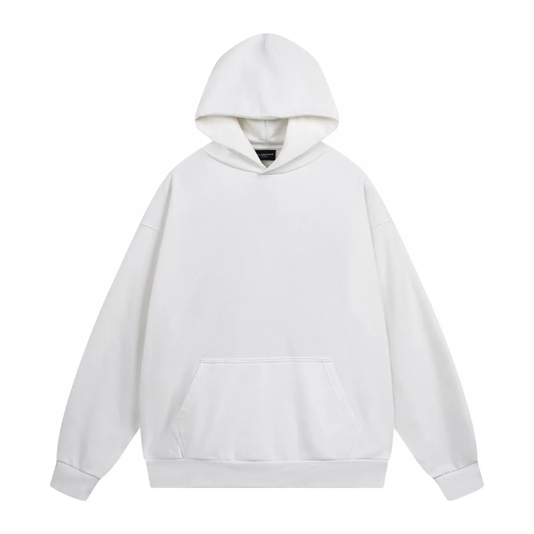 🅿️300 Actual pictures [Top version. Official website quality] BALENCI*GA/Paris. 24SS new sweatshirt, hooded sweatshirt with big letters LOGO graffiti on the back. Brick cabinet synchronization. The fabric is made of Paris ZP custom-woven and dyed cotton sweatshirt. The weight is 450 grams. The cloth surface is clean. The cloth pattern is clear, soft and comfortable. The threads are dyed with no color difference. The classic pattern printing uses imported machine direct printing. The effect is three-dimensional and restores the brick cabinet. Different market currencies, welcome to compare. The version adopts OS loose shoulder design. Same style for men and women. Code: BL238076 Color: gray blue, white Size: XS S M L