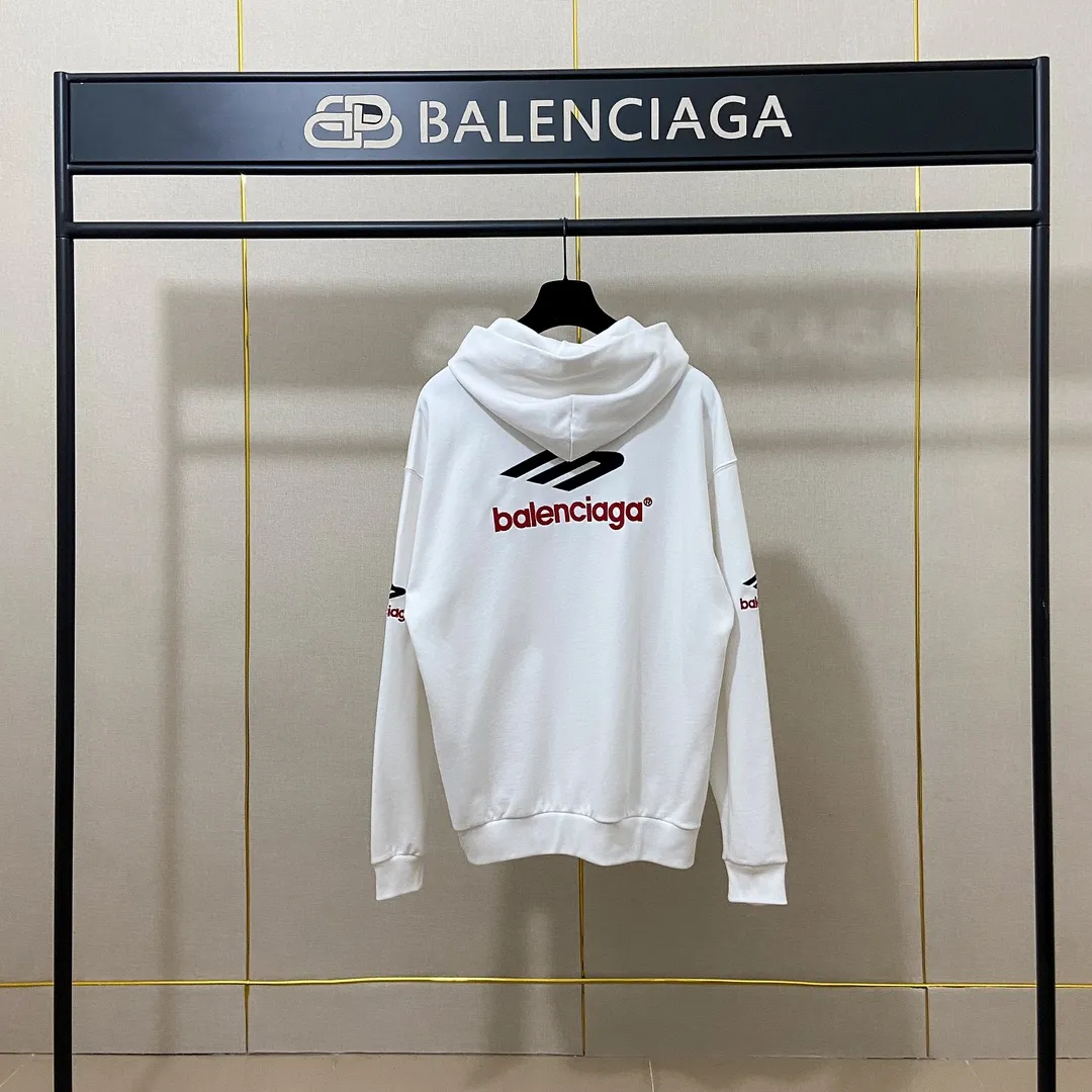 🅿️286 7152# Detailed picture Top version [BALENCIA*GA] Official website quality Paris' new 3M letter large LOGO embroidery series hooded sweatshirt OS version Loose dropped shoulders Unisex style Fabric: 480g 100% cotton terry David sweater Technology: embroidery on the front and back panels, left and right sleeves Garment wash Shape solid color Color: gray blue white Size: XS S M L