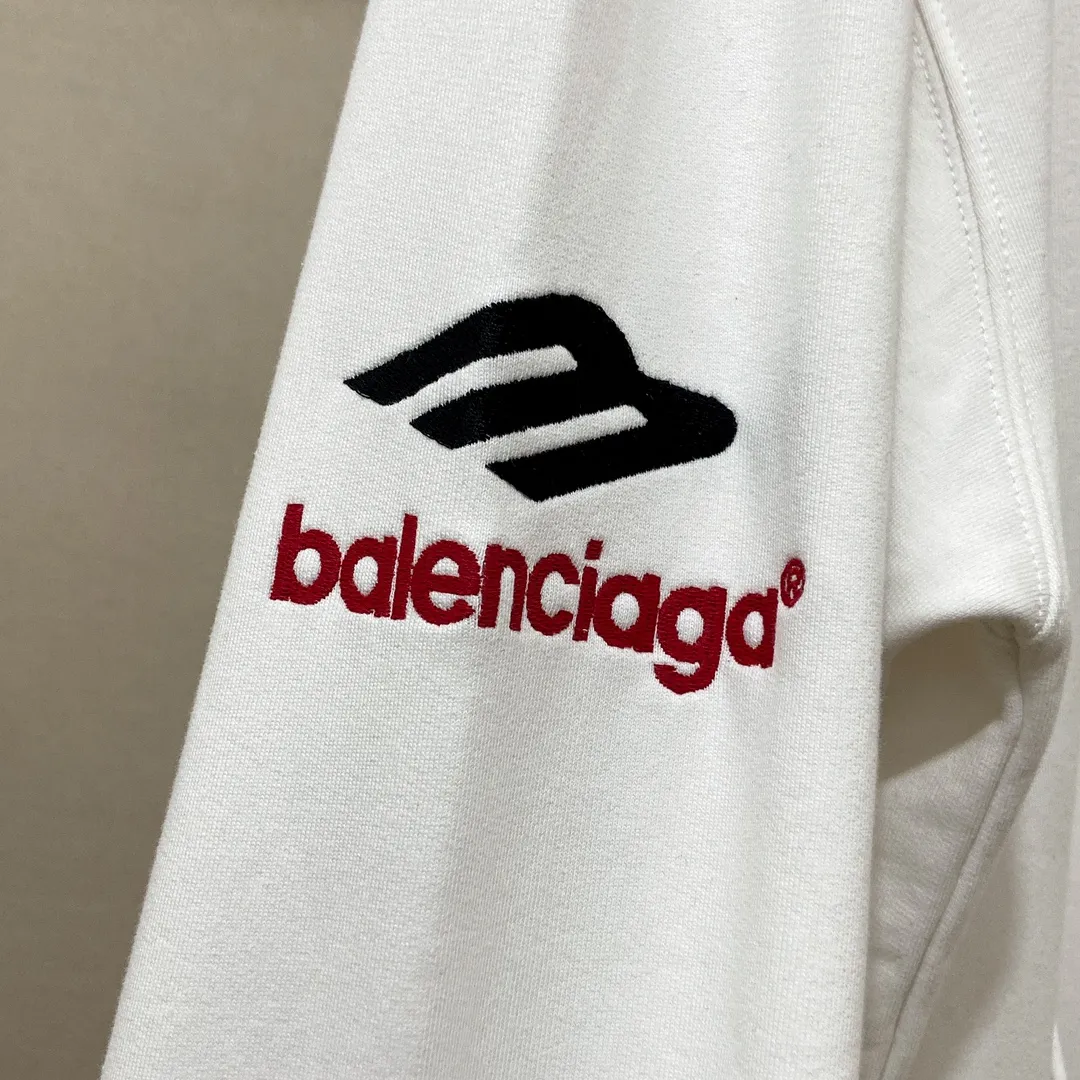 🅿️286 7152# Detailed picture Top version [BALENCIA*GA] Official website quality Paris' new 3M letter large LOGO embroidery series hooded sweatshirt OS version Loose dropped shoulders Unisex style Fabric: 480g 100% cotton terry David sweater Technology: embroidery on the front and back panels, left and right sleeves Garment wash Shape solid color Color: gray blue white Size: XS S M L