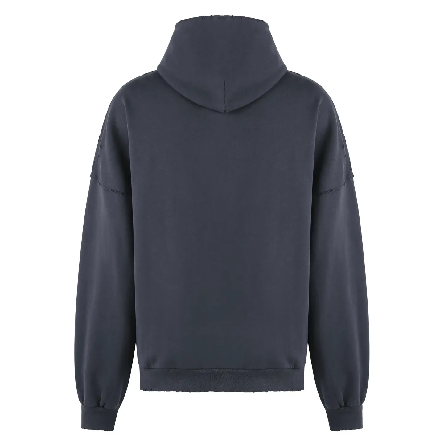 🅿️500 BLCG eye chart printed cut hooded sweatshirt. The original version was purchased for RMB 3,889 and developed. The fabric is made of 400 grams of combed cotton terry gray sweatshirt fabric. It has been washed and distressed. The surface shows a natural frayed texture, taking into account softness and an old retro feel. The collar, cuffs and other parts have been hand-edged, and the rough edges have a uniform texture and are not off-line. The pattern adopts a high-density glue printing process: letters and logos are printed in layers, and the thickness of the glue is even. The white printing appears clearly on the dark gray background. It has been tested for durability and will not easily crack and fall off after repeated washing. It is cut in a loose, dropped-shoulder style, with a hood and no drawstring design. The edge of the hood is reinforced with double-needle sewing. The kangaroo pocket is an embedded structure, and the edge of the opening is hand-stitched. The inside is lined with lining to prevent deformation. The cuffs and hem are ribbed with the same fabric, which has moderate elasticity and is not easy to loosen. The overall craftsmanship highlights the brand's iconic "destruction aesthetics" style. The overall wiring is straight and delicate, the fabric is comfortable and soft, and the color is consistent without color difference. It can be matched with the same style to create a fashionable look, and can be used in various occasions. Customized accessories, complete with three standards, the same style for men and women. Size:S-M-L