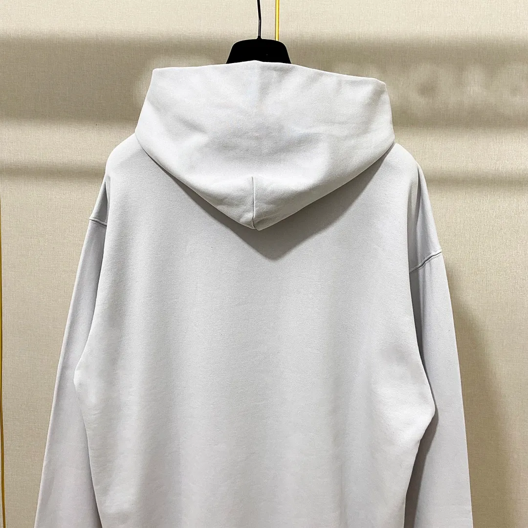 🅿️270 7109# Actual pictures Top version [BALENCIA*GA] Official website quality Paris's new fuzzy cola print hooded sweatshirt OS version Loose dropped shoulders Unisex style Fabric: 480g 100% cotton terry Davidson Technique: Front panel digital direct printing Garment wash Shaping Solid color Color: Black blue Off-white Size: XS S M L