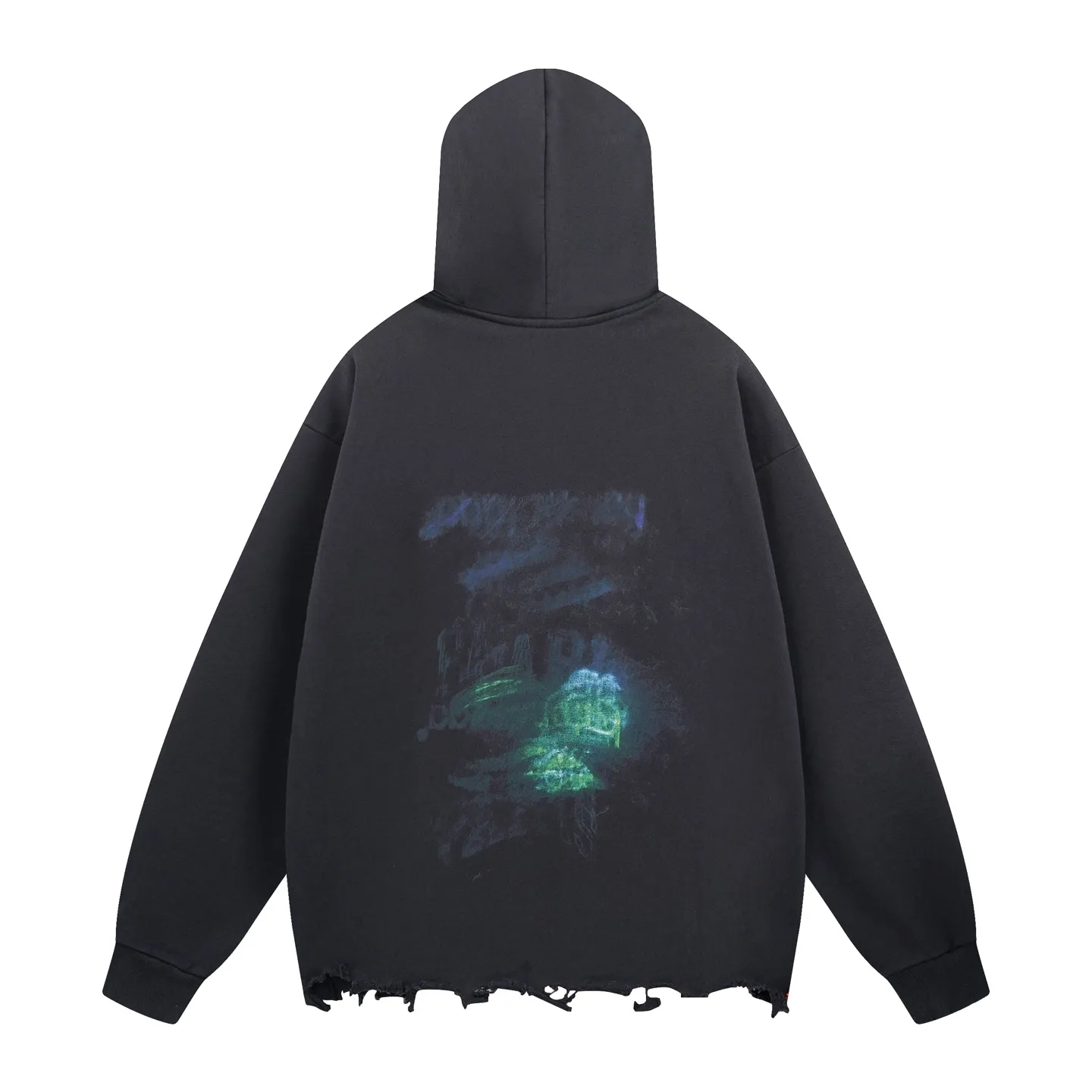 🅿️390 BALENCI*GA Paris' latest fuzzy pattern white ink direct-injection hooded long-sleeved sweatshirt. The front printing is printed with white ink computer direct-injection. The master manually positions and hand-grinds the fixed points. The ready-made garments are washed and worn. Overweight craftsmanship. The effect is three-dimensional. Exclusively patterned and custom-woven and dyed 460g fabric. Threads are dyed in the same vat with zero color difference. Brick cabinet synchronization. Welcome to compare. Same style for men and women -Color: gray blue -SIZE: Xs S M L style number 8959#