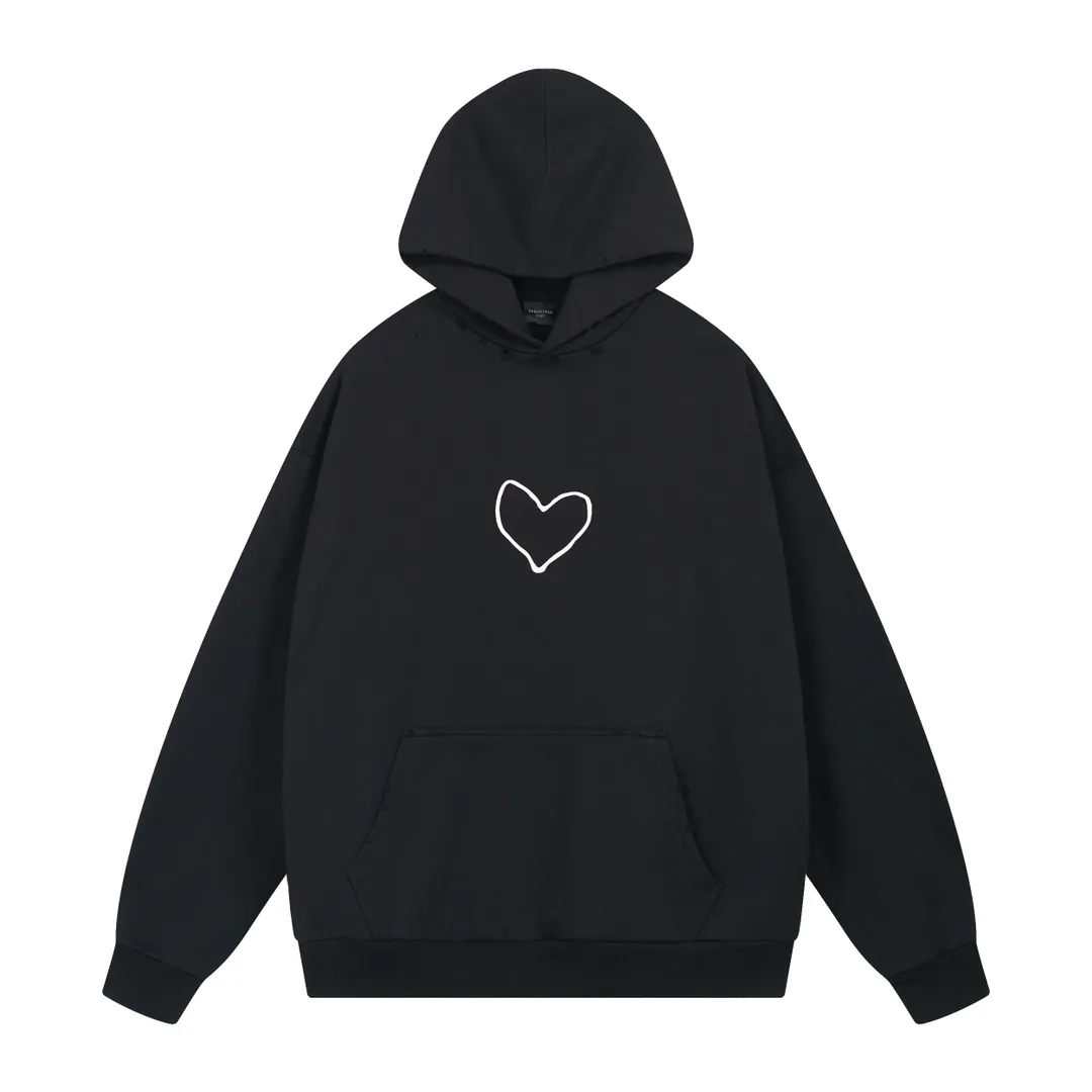 🅿️330 real photos [Top version. Official website quality] BALENCI*GA/Paris. SS24 Paris Chinese Valentine's Day limited edition love LOGO printing, finished product washed and worn hooded sweatshirt. Brick cabinet synchronization. Genuine product developed at the first time, happy to print and compare! The fabric is made of Paris ZP custom-woven and dyed cotton sweatshirt. Weighing 460 grams, the cloth surface is clean. The cloth pattern is clear, soft and comfortable. The threads are dyed with no color difference. The printing uses environmentally friendly imported materials. The letters are clear and the effect is three-dimensional. The version adopts OS loose shoulder design. Same style for men and women. Code: BL238907 Color: black, pink Size: XS S M L