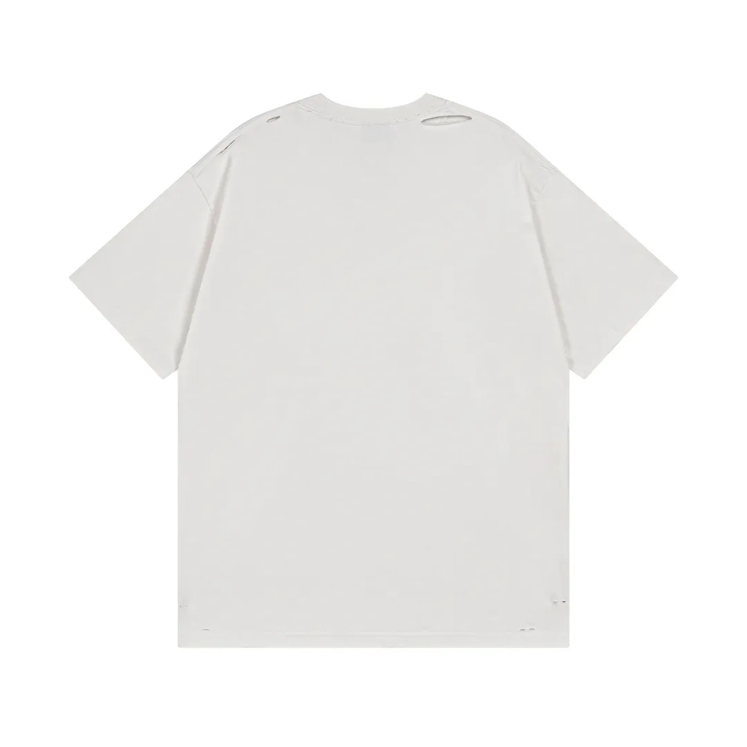 🅿️190 real photos [Top version. Official website quality] BALENCI*GA/Paris. SS25 latest smiley face collection printed washed, distressed and worn short-sleeved T-shirt. Ready-to-wear, many distressed and worn. Brick cabinets are synchronized. Genuine products are developed at the first time, and you can print and compare! The fabric is made of Paris ZP custom-woven and dyed cotton double yarn. Weighing 260 grams, the cloth surface is clean. The cloth pattern is clear, soft and comfortable. The threads are dyed with no color difference. The printing is made of environmentally friendly imported materials. The letters are clear and the effect is three-dimensional. The version adopts OS loose shoulder design. Same style for men and women. Code: BL223610 Color: black, off-white Size: XS S M L