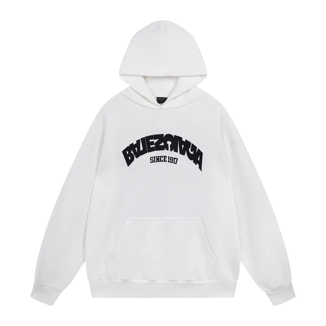 🅿️300 Detailed picture [Top version. Official website quality] BALENCI*GA/Paris BALENCI*GA#2024 latest model, large reverse letter LOGO icon embroidered hooded sweatshirt. Brick cabinet synchronization. Genuine products are developed and developed in the first time. Welcome to compare! The fabric is made of Paris ZP custom-woven and dyed cotton double-yarn large parka. The weight is 450 grams. The cloth surface is clean. The cloth pattern is clear. It is soft and comfortable. It has good color fastness and is not easy to change color. The threads are woven and dyed with no color difference. The embroidery is done using an imported Tajima embroidery machine, with a three-dimensional effect and clear lines. There are no burrs and miscellaneous threads, and the embroidery is of ultra-high craftsmanship. The version adopts OS loose shoulder design. Same style for men and women. Code: BL238023 Color: Black. White Size: XS to L