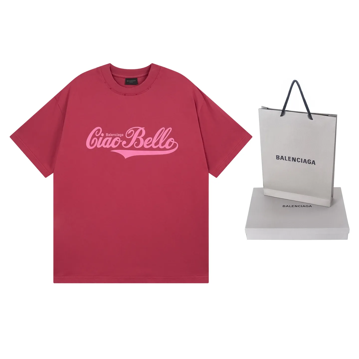 🅿️180 real photos [Top version. Official website quality] BALENCI*GA/Paris #2025 new style distressed short-sleeved T-shirt with ciao hello letters printed on the front. 2025 spring and summer brick cabinet synchronization welcomes comparison. The fabric is made of Paris ZP custom-woven and dyed cotton double yarn, weighing 260 grams. The cloth surface is clean. The cloth pattern is clear, soft and comfortable. The threads are dyed with no color difference. The letter LOGO is printed with imported environmentally friendly glue, the letters are clear and the effect is three-dimensional. Restore the brick cabinet, adopt OS loose shoulder style. Same style for men and women. Code: BL253720 Color: gray blue, plum red Size: XS S M L