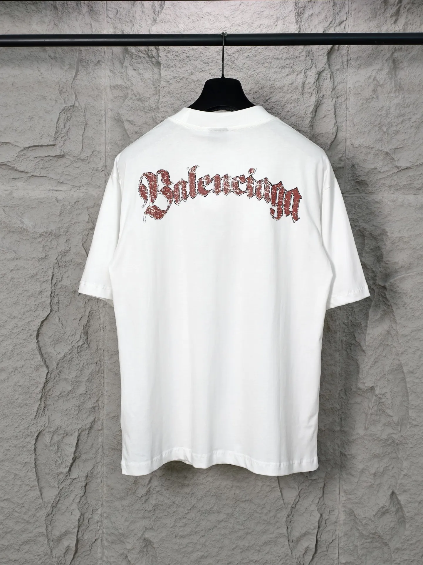 🅿️190 9208# Actual photo top version [[BALENCIA*GA] official website quality Paris new front and rear letter badge icon LOGO printed short-sleeved T-shirt OS version loose dropped shoulders Unisex style Fabric: 260g 100% cotton double yarn Technology: front and rear digital direct printing Garment washing Shape solid color Color: black off-white Size: XS S M L