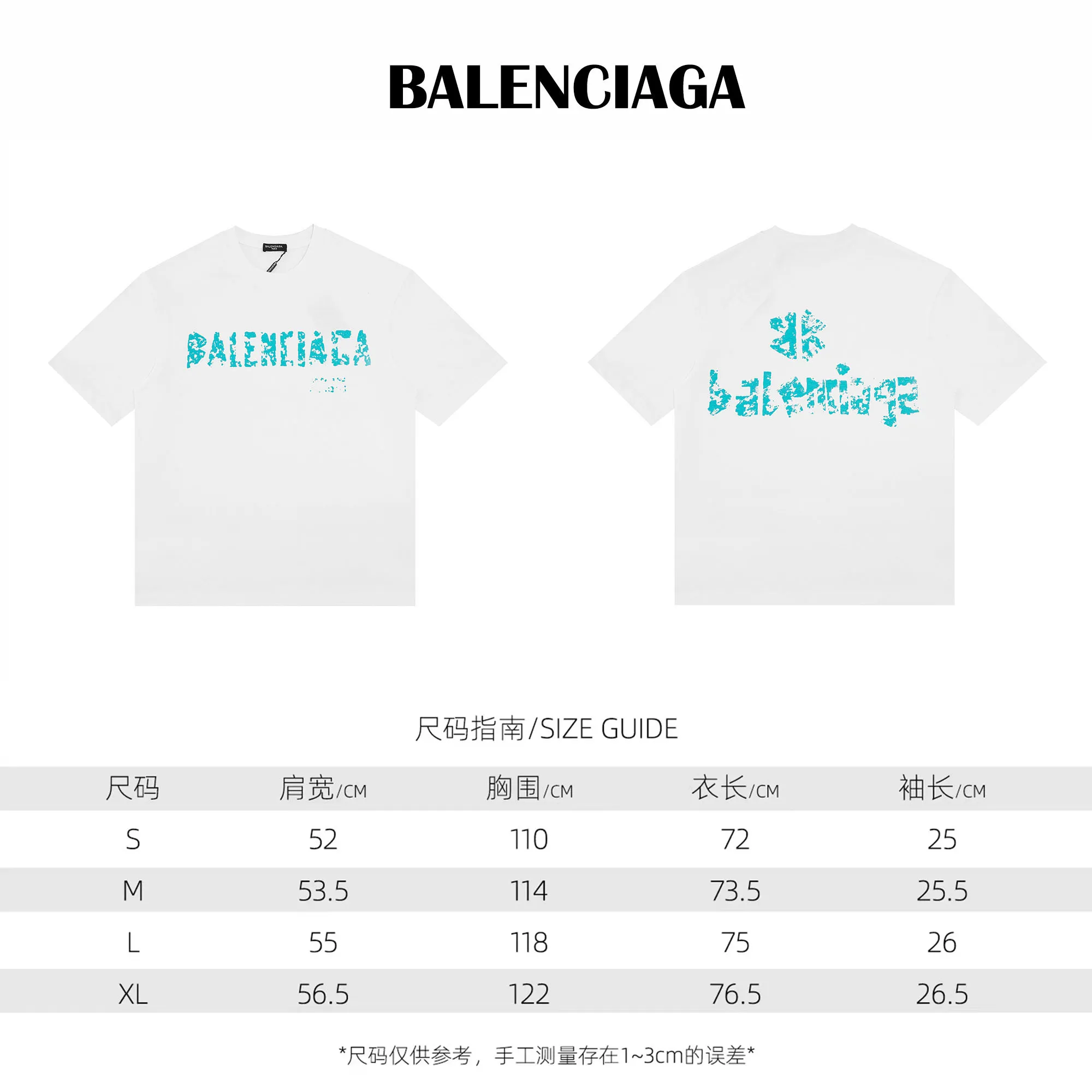 🅿️150 Style: 2026 new Balenciaga short-sleeved T-shirt Material: High version 300g double yarn combed cotton Size: S～XL Color: White Style number: H083
