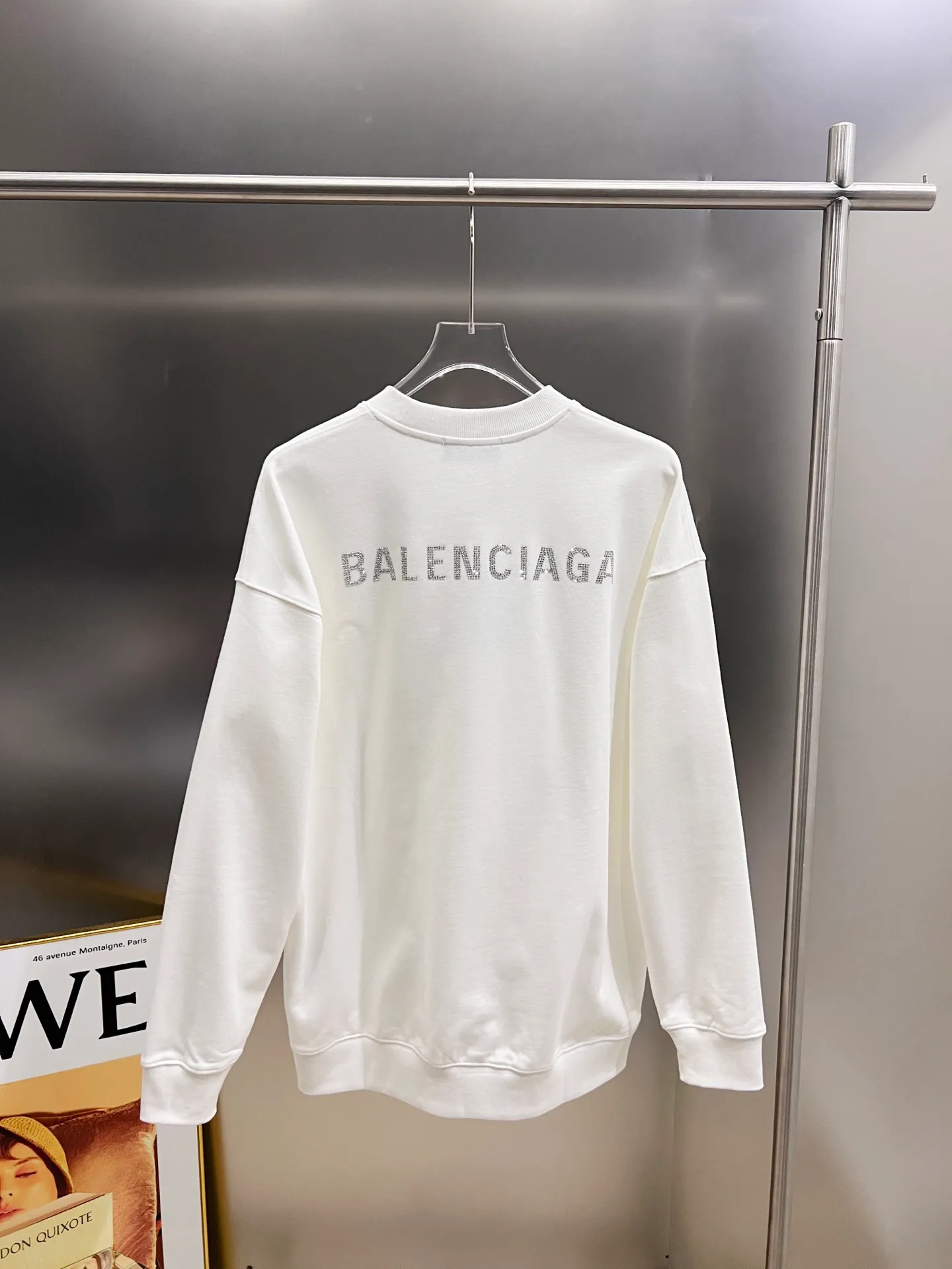 🅿️260 BAL Balenciaga 2025 Autumn and Winter New Style Round Neck Long Sleeve Sweater Classic Logo Hot Diamond Process Uniform Loose Version for Men and Women S M L XL XXL Five Codes Color: Black White