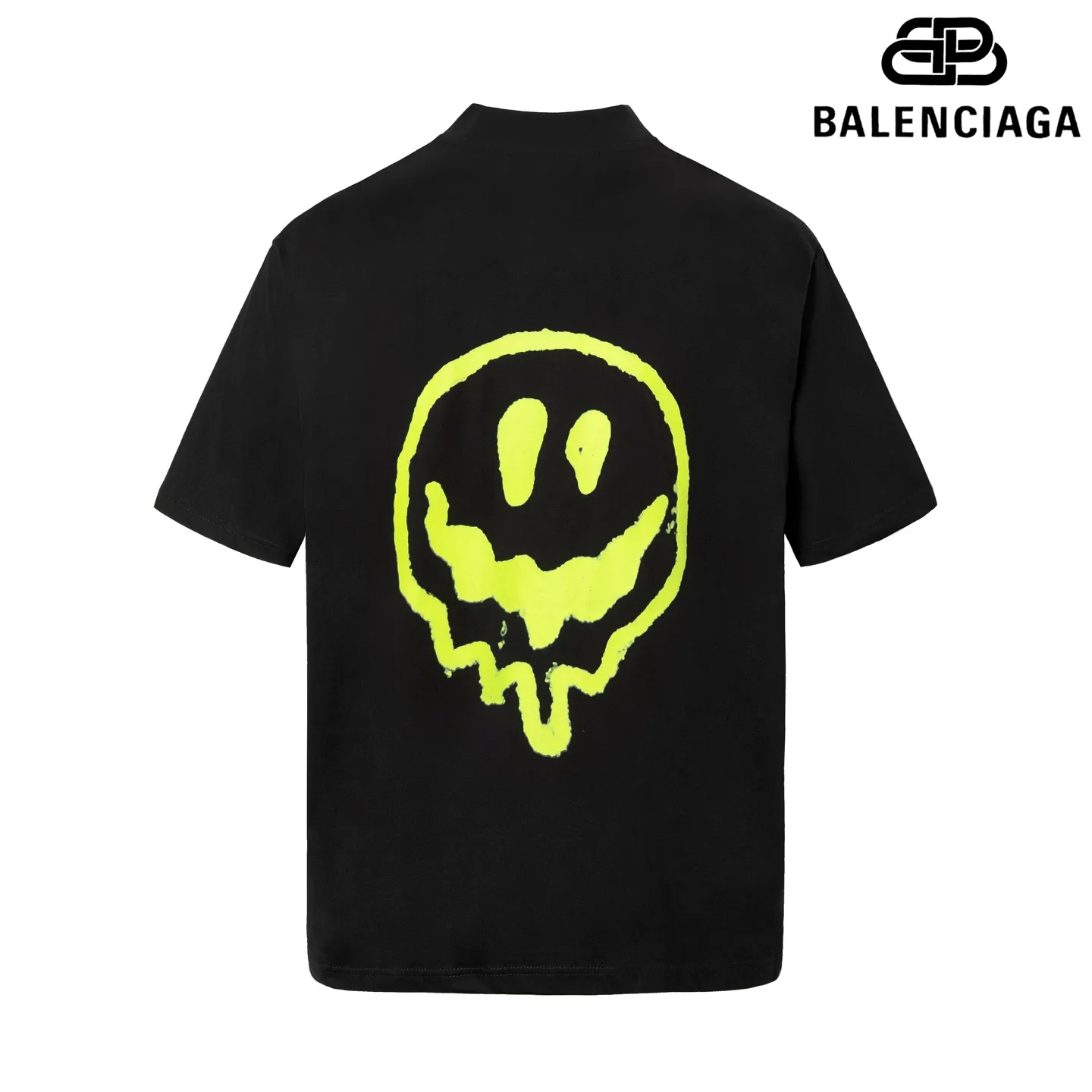 🅿️180 9196# Detailed picture Top version [[BALENCIA*GA] official website quality Paris new front panel alien back panel smiley face printed luminous effect short-sleeved T-shirt OS version loose dropped shoulders Unisex fabric: 260 grams 100% cotton double yarn Technology: front and rear digital direct injection Right sleeve embroidery Garment wash Shape solid color Color: black off-white floral gray Size: XS S M L