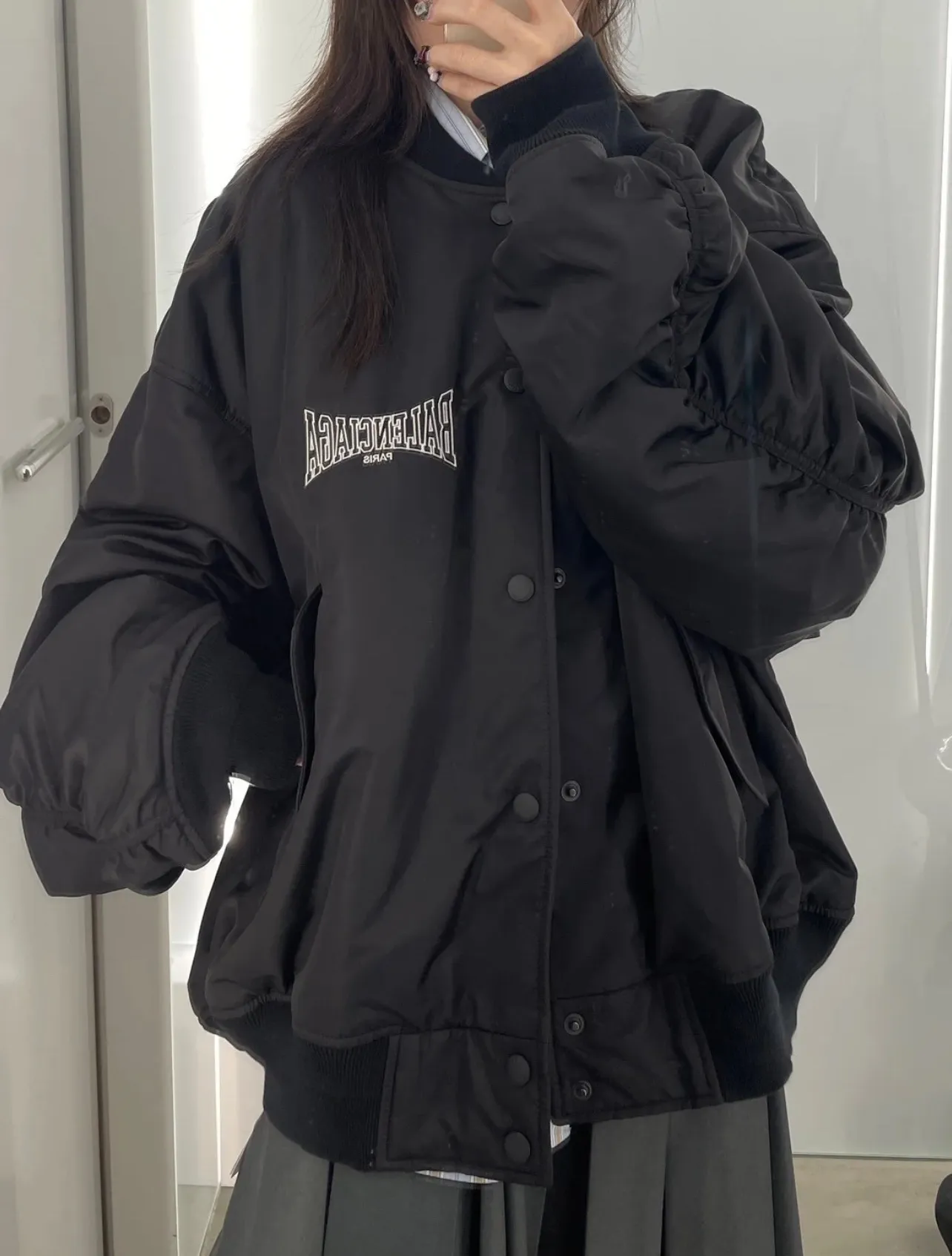 Balenciaga / Balenciaga Hollow logo embroidered baseball flight cotton jacket Upper body information picture ℹ️