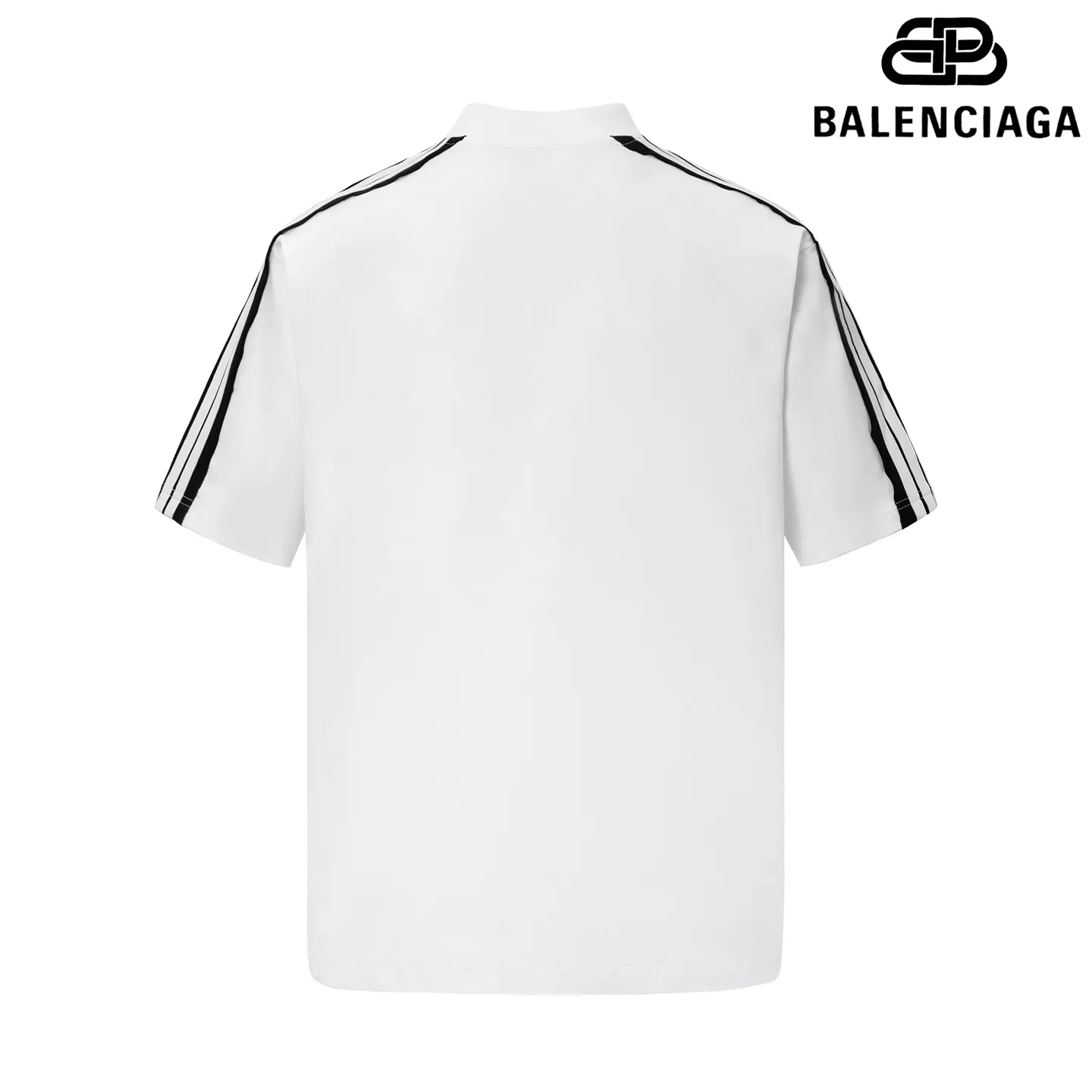 🅿️180 9200# Detailed picture Top version [[BALENCIA*GA] official website quality Paris new raglan sleeves color matching. Tie strips. Classic LOGO short-sleeved T-shirt embroidered on the front left chest OS version Loose dropped shoulders Unisex Fabric: 260 grams 100% cotton double yarn Technology: front panel printing Garment washing Shape solid color Color: black white Size: XS S M L