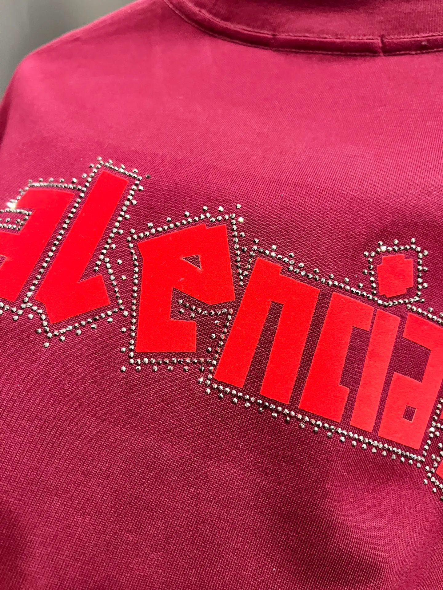 🅿️190 BAL Balenciaga 2025 autumn and winter new short-sleeved T-shirt, classic logo printing + hot diamond process, same style for men and women, loose version, S M L XL XXL, five sizes, color: black, white, Angora red