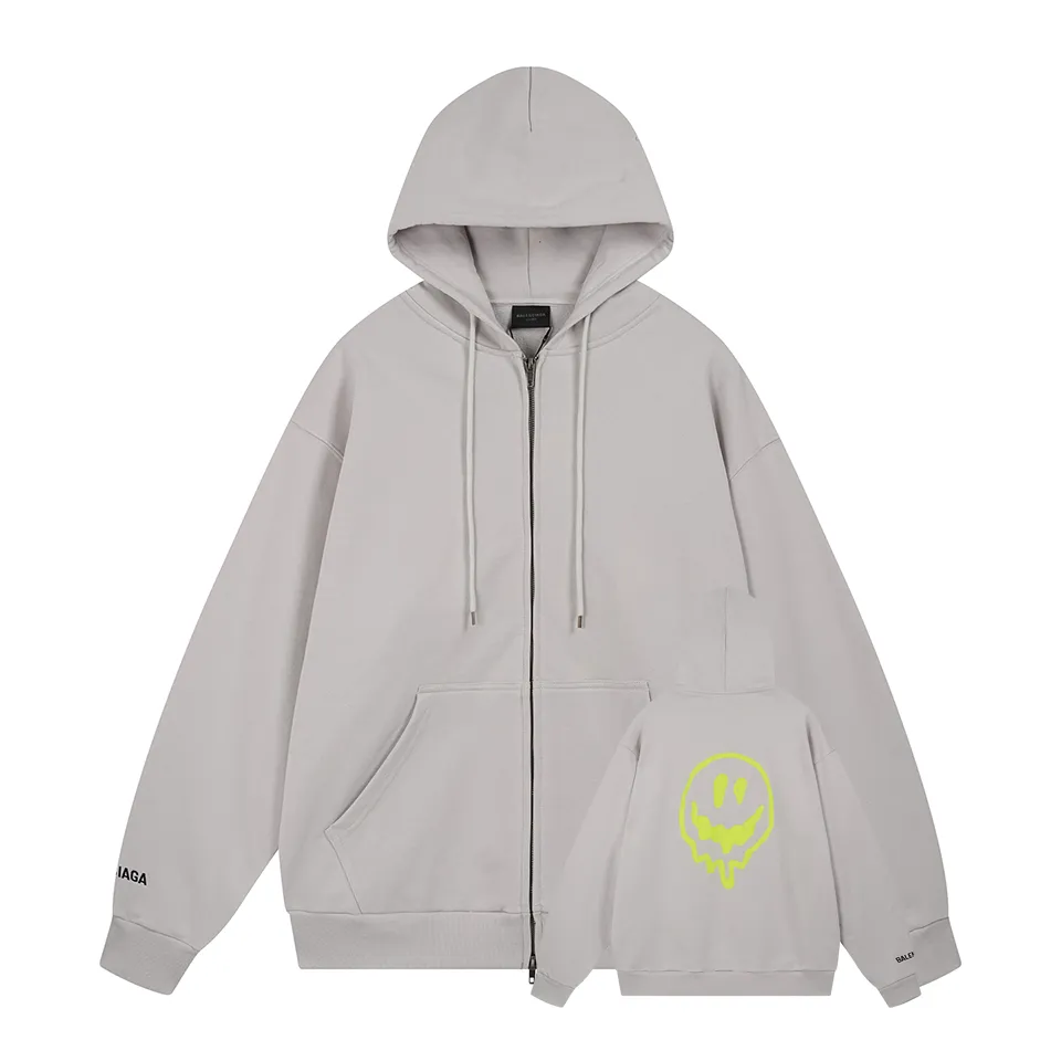 🅿️420 BALENCI*GA Paris hitg there+dripley artistic hooded zipper sweatshirt. The back pattern is printed with computer direct printing. Luminous effect. The sleeves are finely embroidered with imported Tajima embroidery machine. Customized matching hardware. Clear letters. Three-dimensional effect. Exclusively pattern-woven and dyed 460g fabric. Threads are dyed in the same cylinder with zero color difference. Brick cabinet synchronization. Welcome to compare. Same style for men and women -Color: floral gray -SIZE: Xs S M L style number 8981#