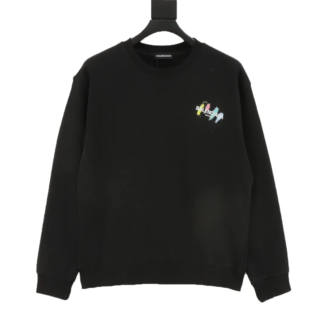 🅿️500 Balenciaga 25FW painted letter round neck sweatshirt, 480g high-grade combed cotton fabric, counter collar label, purchase-grade white thick plate hangtag, original hanging grain, three-dimensional foam printing on the front and back, strong layering, same style for men and women, couple style, oversize version, loose size: S-XL