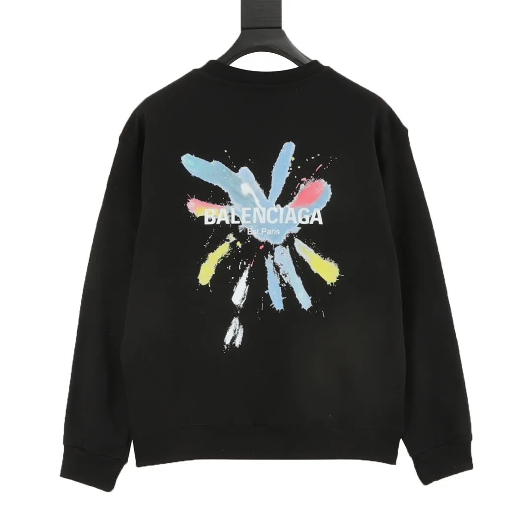 🅿️500 Balenciaga 25FW painted letter round neck sweatshirt, 480g high-grade combed cotton fabric, counter collar label, purchase-grade white thick plate hangtag, original hanging grain, three-dimensional foam printing on the front and back, strong layering, same style for men and women, couple style, oversize version, loose size: S-XL