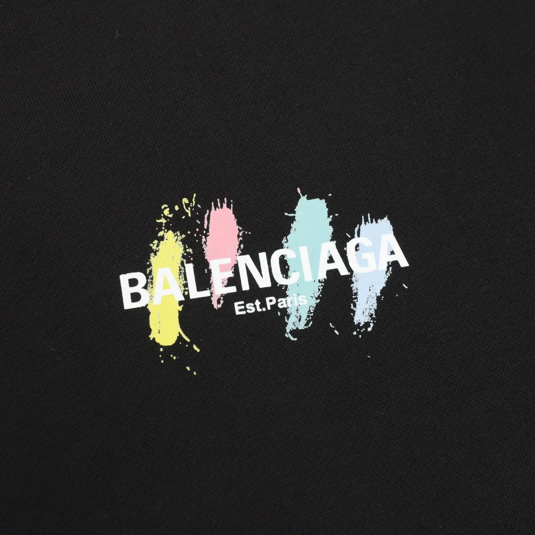 🅿️500 Balenciaga 25FW painted letter round neck sweatshirt, 480g high-grade combed cotton fabric, counter collar label, purchase-grade white thick plate hangtag, original hanging grain, three-dimensional foam printing on the front and back, strong layering, same style for men and women, couple style, oversize version, loose size: S-XL