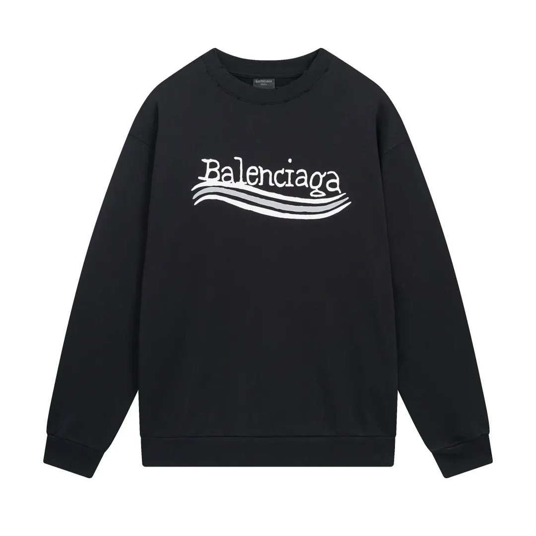🅿️260 detailed pictures [Top version. Official website quality] BALENCI*GA/Paris #New front and rear Coke classic LOGO graffiti round neck sweatshirt #2023 autumn and winter new style. Brick cabinet synchronization.                       The fabric is made of Paris ZP custom-woven and dyed cotton sweatshirt. The weight is 450 grams. The cloth surface is clean. The cloth pattern is clear, soft and comfortable. The color fastness is good. It is not easy to change color. The printing uses a circular machine to imitate hand-painted effects. There are no burrs. The color is returned to the original board and the brick cabinet is restored. The version adopts OS loose shoulder design. Same style for men and women. Code: BL235570 Color: black, pink Size: XS S M L