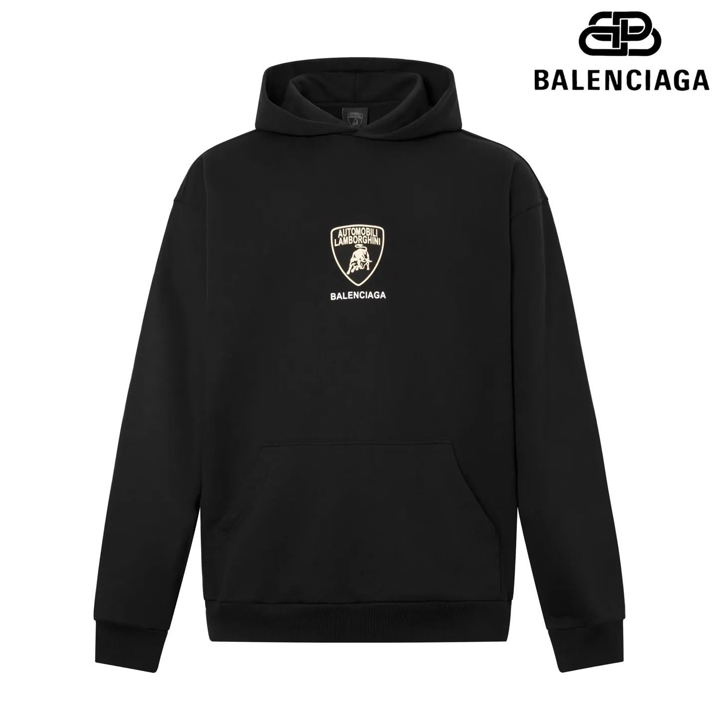 🅿️270 7192# Detailed picture Top version [[BALENCIA*GA] Official website quality Paris new co-branded Lamborghini Lamborghini printed hooded sweatshirt OS version Loose dropped shoulders Unisex Fabric: 480g 100% cotton terry sweatshirt Technology: Front panel printing Garment washing Shape solid color Color: Black Size: XS S M L