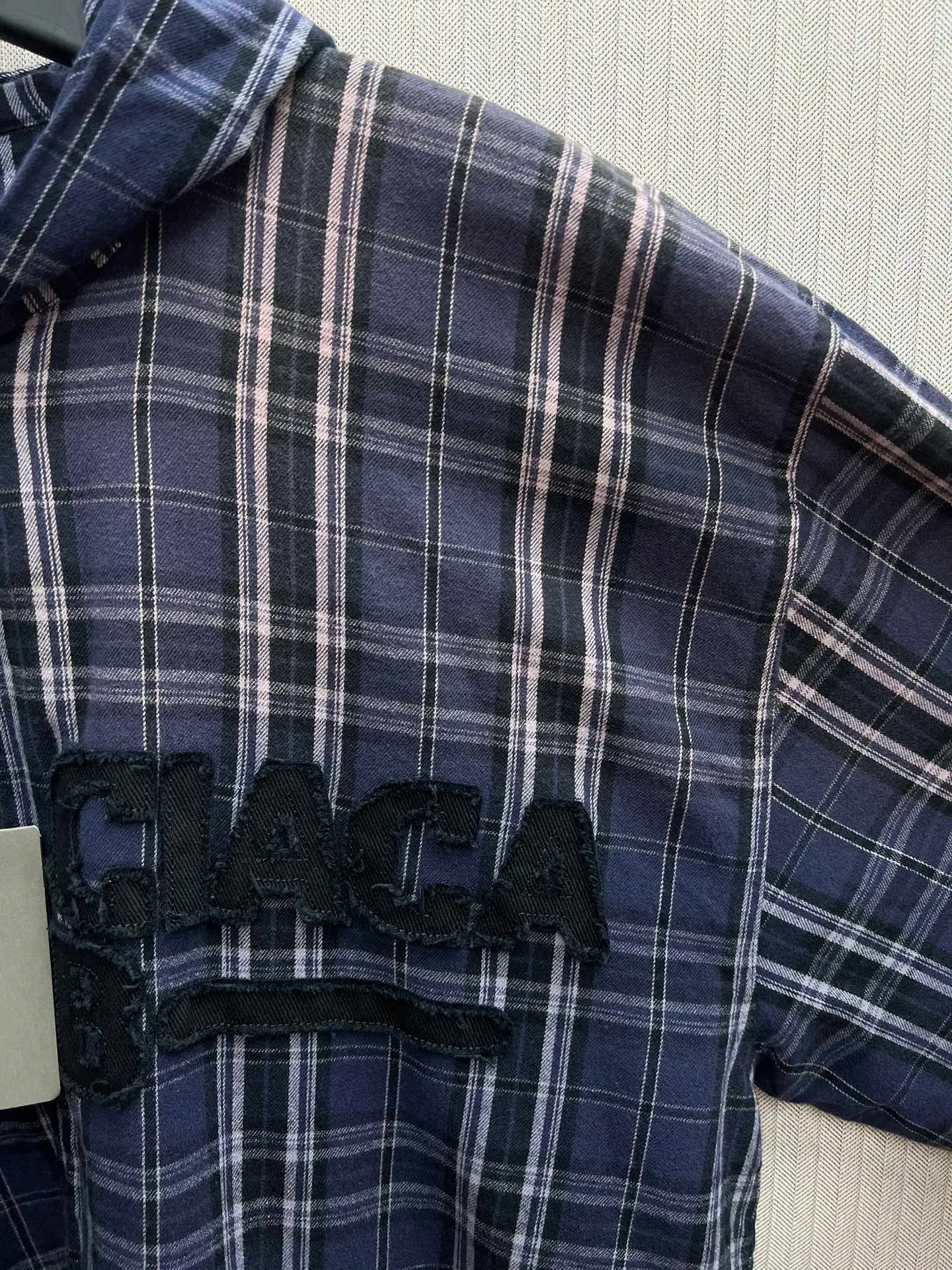 🅿️660 Paris 25ss new hooded zipper jacket Navy blue and gray plaid flannel hooded zipper jacket High version Code number: S.M.L.
