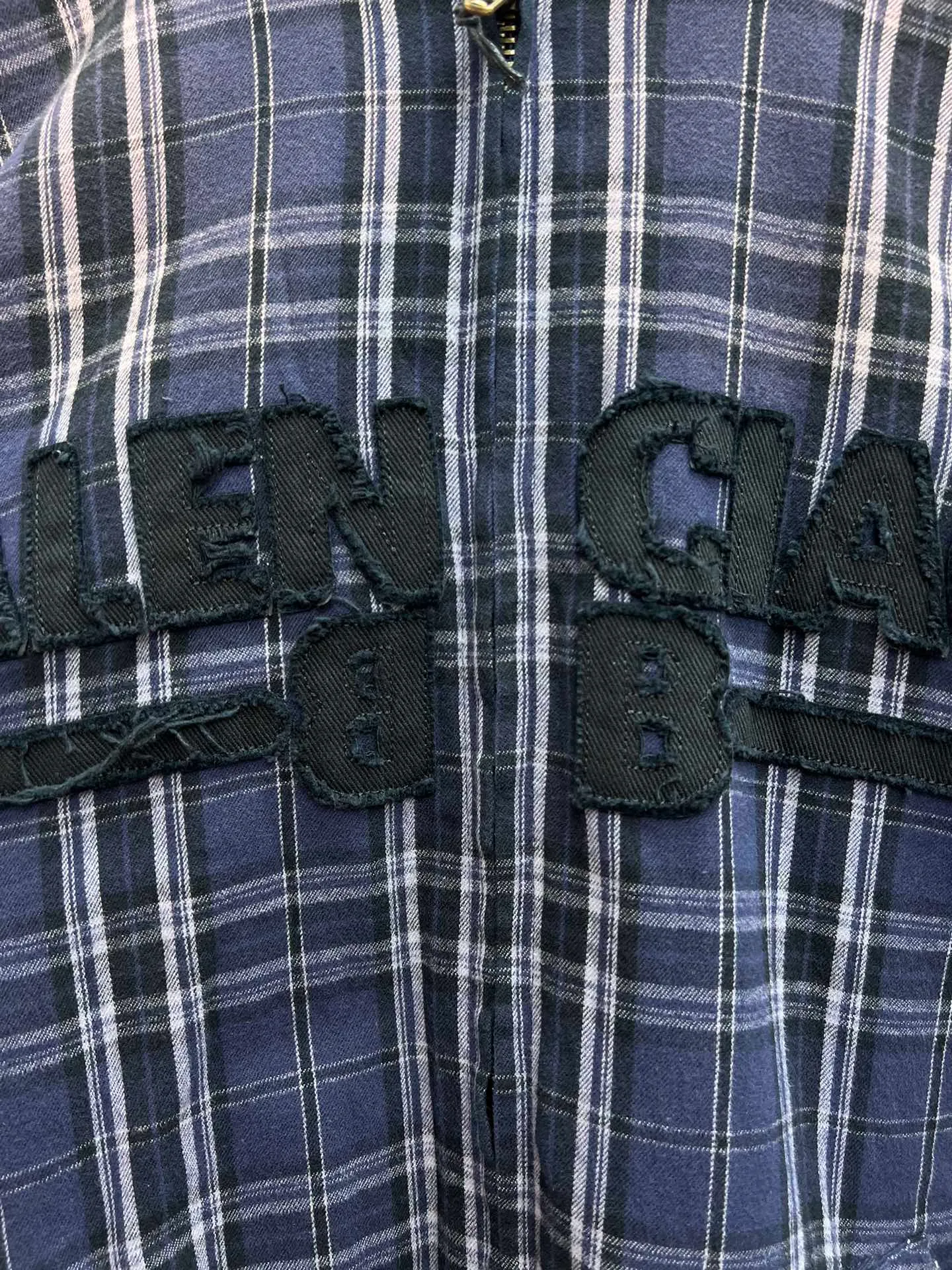 🅿️660 Paris 25ss new hooded zipper jacket Navy blue and gray plaid flannel hooded zipper jacket High version Code number: S.M.L.