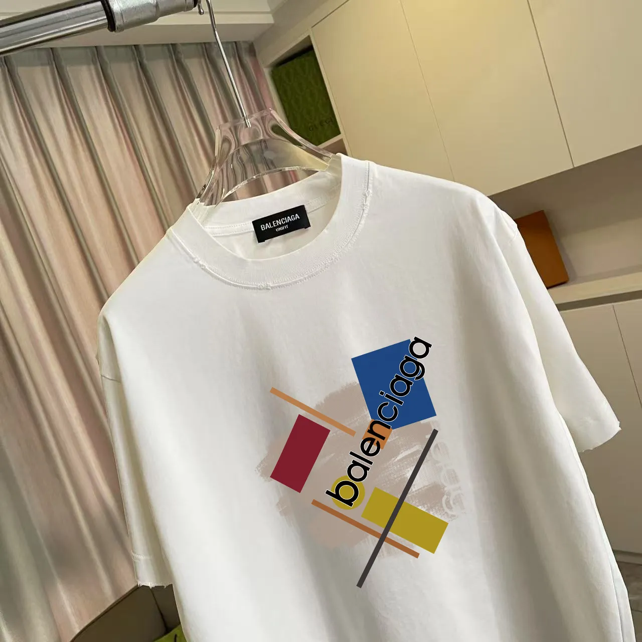 🅿️190 BALENCI*GA Paris 2025 summer new style, washed, distressed, spray-painted, personalized letter logo printing, customized fabric 320g, short-sleeved T-shirt, same style for men and women, size: S M L XL XXL five codes, color: black, white, gradient black, gradient red