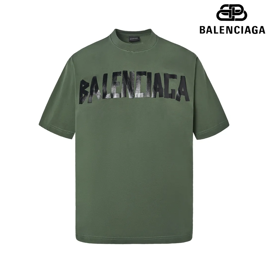🅿️180 9110# Detailed picture Top version [[BALENCIA*GA] Official website quality Paris new yellow tape bandage digital direct spray short-sleeved T-shirt OS version Loose dropped shoulders Same style for men and women Fabric: 260 grams 100% cotton double yarn Process: Front and rear digital direct spray Garment wash Frayed Distressed Styling Solid color Color: gray blue white washed blue burgundy green black silver Rose Red Khaki Size: XS S M L