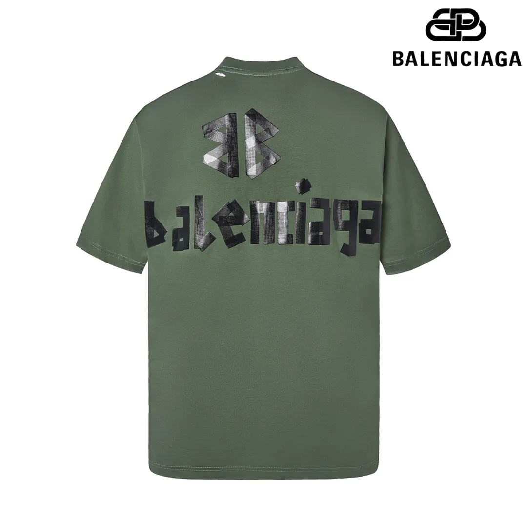 🅿️180 9110# Detailed picture Top version [[BALENCIA*GA] Official website quality Paris new yellow tape bandage digital direct spray short-sleeved T-shirt OS version Loose dropped shoulders Same style for men and women Fabric: 260 grams 100% cotton double yarn Process: Front and rear digital direct spray Garment wash Frayed Distressed Styling Solid color Color: gray blue white washed blue burgundy green black silver Rose Red Khaki Size: XS S M L
