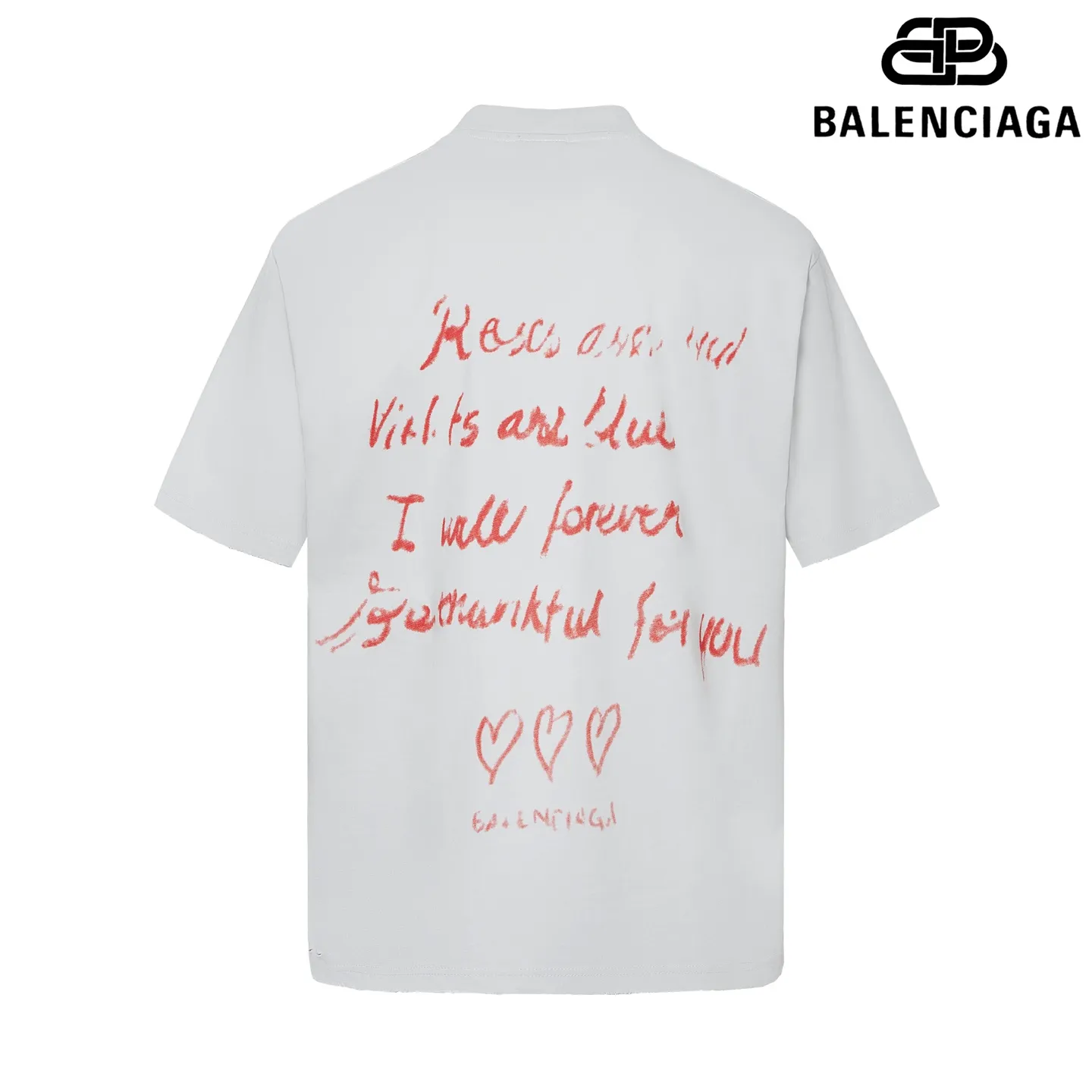 🅿️180 9189# Detailed picture Top version [[BALENCIA*GA] official website quality Paris's new Chinese Valentine's Day limited edition short-sleeved T-shirt OS version Loose dropped shoulders Unisex style Fabric: 260g 100% cotton double yarn Process: Front and back digital direct printing Garment wash Frayed Distressed Styling Solid color Color: Washed black off-white Size: XS S M L