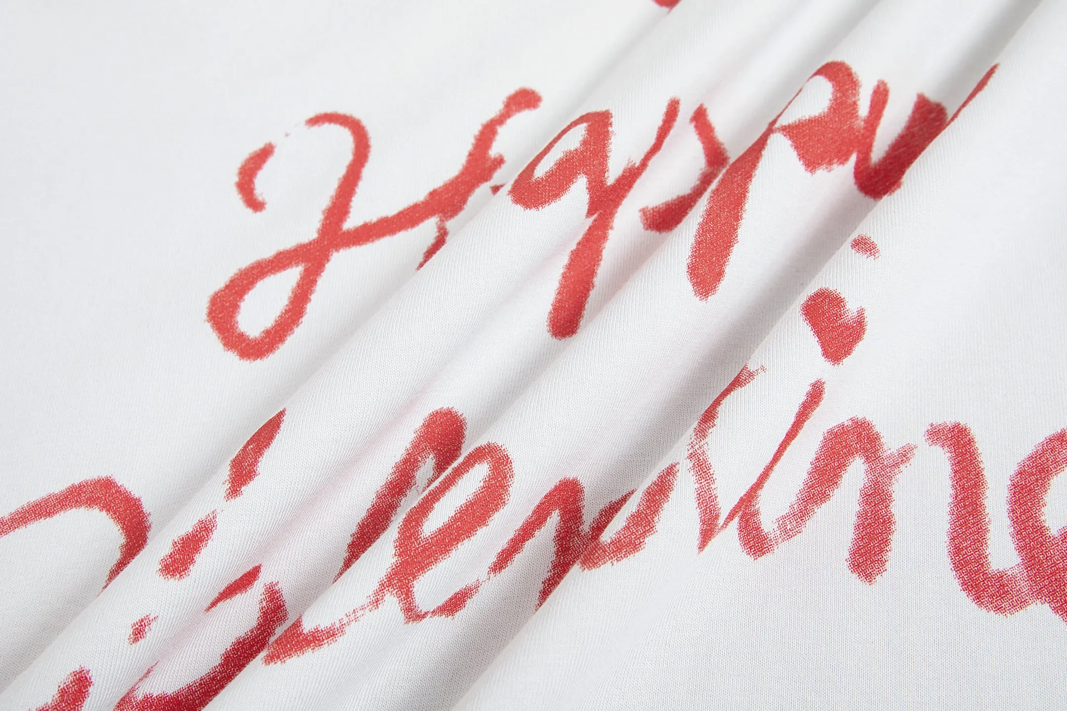 🅿️180 9189# Detailed picture Top version [[BALENCIA*GA] official website quality Paris's new Chinese Valentine's Day limited edition short-sleeved T-shirt OS version Loose dropped shoulders Unisex style Fabric: 260g 100% cotton double yarn Process: Front and back digital direct printing Garment wash Frayed Distressed Styling Solid color Color: Washed black off-white Size: XS S M L