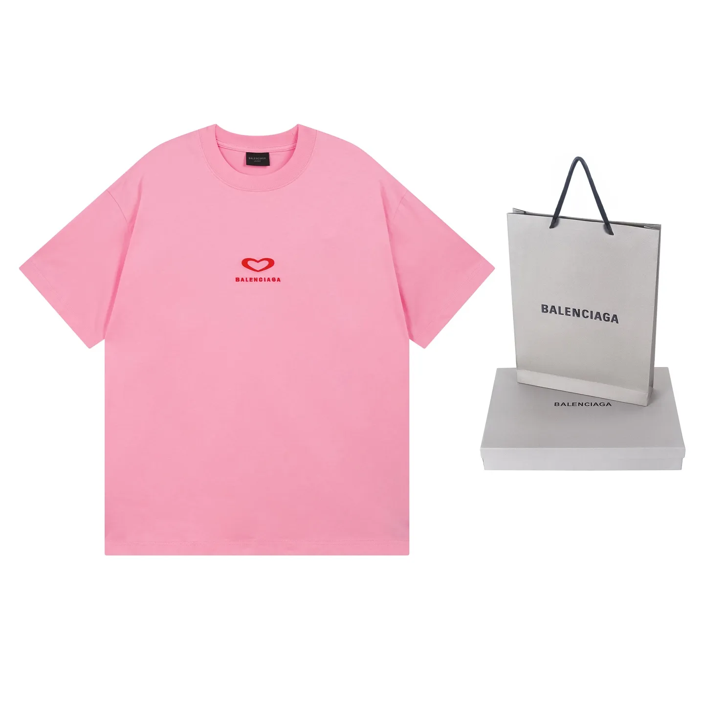 🅿️186 real photos [Top version. Official website quality] BALENCI*GA/Paris. SS25 latest model, Paris Chinese Valentine's Day limited edition, short-sleeved T-shirt with love LOGO embroidery on the front and love LOGO printing on the back. Brick cabinet synchronization. Genuine product developed at the first time, welcome to compare! The fabric is made of Paris ZP custom-woven and dyed cotton double yarn. Weighing 260 grams, the cloth surface is clean. The cloth pattern is clear, soft and comfortable. The threads are dyed with no color difference. The embroidery is done using imported Tajima embroidery machines. The printing uses environmentally friendly imported rubber paddles. The letters are clear and the effect is three-dimensional. The version adopts OS loose shoulder design. Same style for men and women. Code: BL253721 Color: black, red, pink, off-white Size: XS S M L