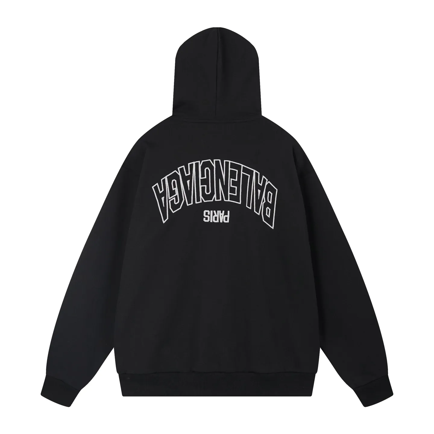 🅿️360 real photos [Top version. Official website quality] BALENCI*GA/Paris #2025 new style Back mirror inverted letter embroidery hooded zipper cardigan sweatshirt #2025 autumn and winter, brick cabinet synchronization welcome to compare. The fabric is made of Paris ZP custom weaving and dyeing cotton sweatshirt, weight 460 grams, clean cloth surface, clear cloth pattern, soft and comfortable. The threads are dyed with no color difference. The letter LOGO is embroidered using imported Tajima embroidery machine. The letters are clear and the effect is three-dimensional. Restore brick cabinets, adopt OS loose shoulder style. Same style for men and women. Code: BL259923 Color: Black Size: XS S M L