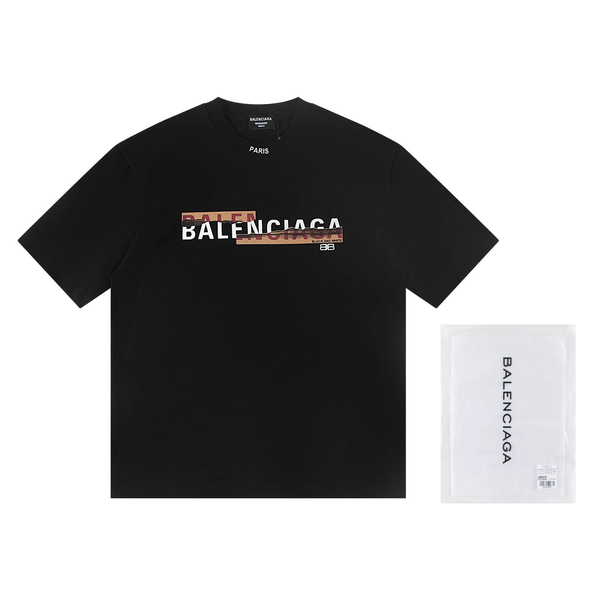 🅿️150 Balenciaga2026 horizontally stacked new T-shirt Material: Made of high version 300g double yarn combed cotton Size: S M L XL Color: black and white Style number: W2807