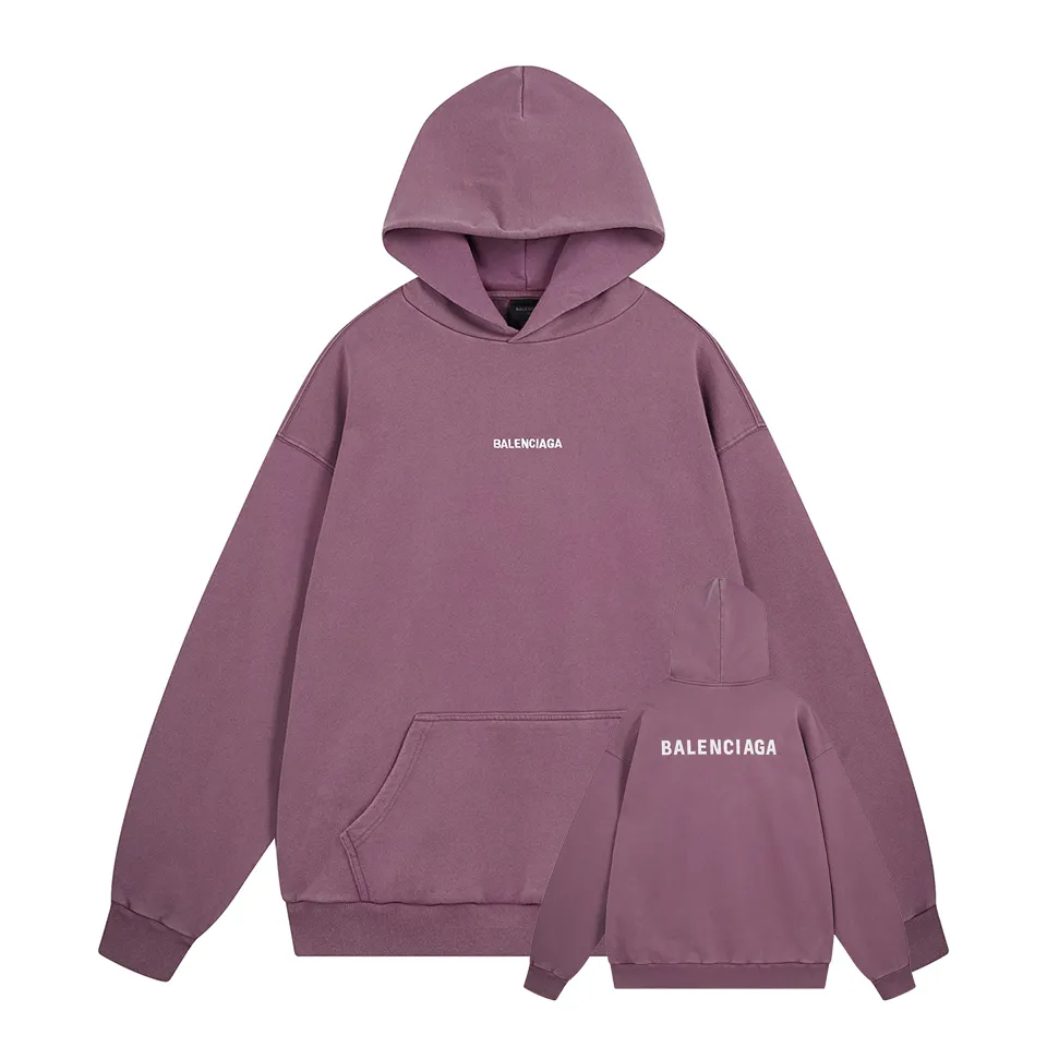 🅿️370 - BALENCI*GA Paris small letter embroidery hooded long-sleeved sweatshirt. The front pattern is imported from Tajima embroidery machine. The ready-made clothes are sprayed with horse wash to make them old. The letters are clear. The effect is three-dimensional. Exclusively pattern-woven and dyed 460g fabric. Threads are dyed in the same vat with zero color difference. Brick cabinet synchronization. Welcome to compare. Same style for men and women -Color: washed purple washed blue -SIZE: Xs S M L Style number 8969#