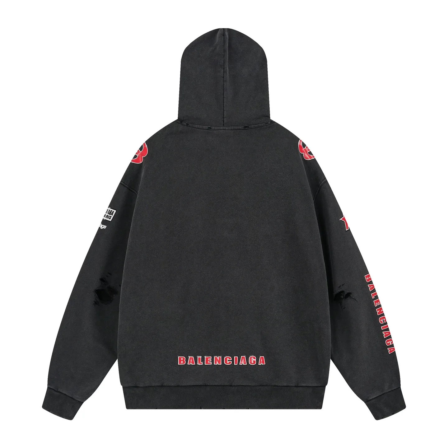 🅿️420 Detailed picture [Top version. Official website quality] BALENCI*GA/Paris. 25ss latest model. Paris double-ring LOGO combination racing suit series multi-digit printing, washed multi-digit worn zipper cardigan hooded sweatshirt. The brick cabinets are synchronized. The fabric is made of Paris ZP custom-woven and dyed cotton sweatshirt. Weighing 460 grams, the cloth surface is clean. The cloth pattern is clear, soft and comfortable, and the threads are dyed with no color difference. The classic LOGO pattern is printed with environmentally friendly imported materials, with clear letters and a strong three-dimensional feel. Restored brick cabinet. The garments were washed and aged, and polished by many hands. Produced by ultra-heavy craftsmanship, the market currency is very different, welcome to compare. The version adopts OS loose shoulder design. The same style for men and women. Code: BL259927 Color: Washed Black Size: XS S M L