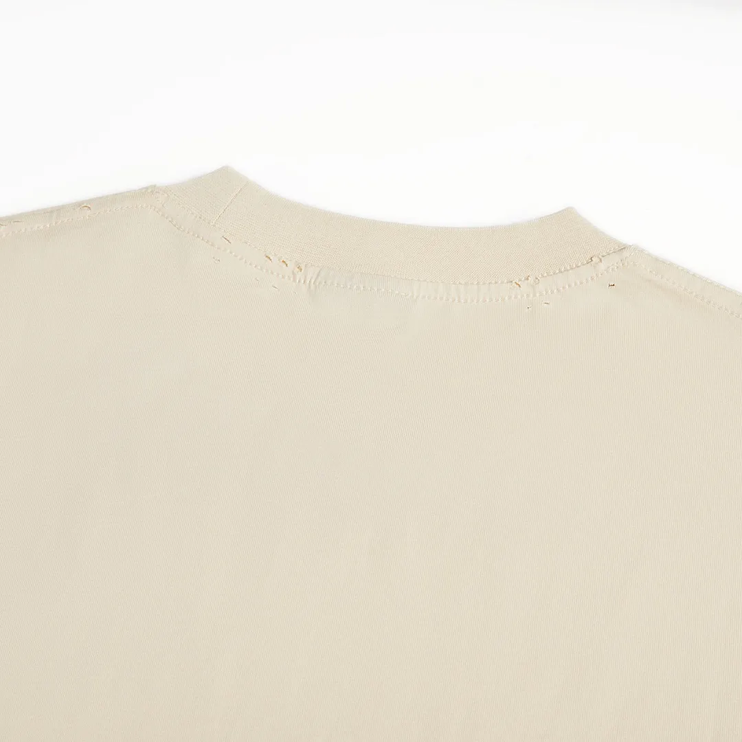🅿️160 9111# Detailed picture Top version [[BALENCIA*GA] official website quality Paris new music special edition. Musical note short-sleeved T-shirt OS version Loose dropped shoulders Unisex style Fabric: 260g 100% cotton double yarn Craftsmanship: Front and back printing Garment wash Worn Distressed Styling Solid Color Color: Black Apricot Size: XS S M L