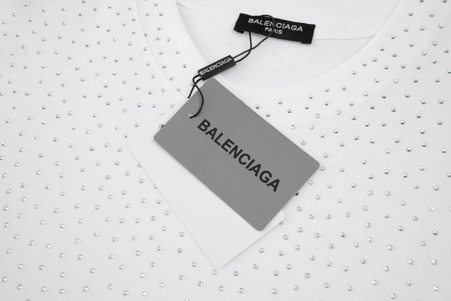 🅿️200 Style: 2026 new Balenciaga starry diamond T-shirt Material: High version of active colored diamonds 300g double yarn combed cotton Size: S～XL Color: White Style number: H999