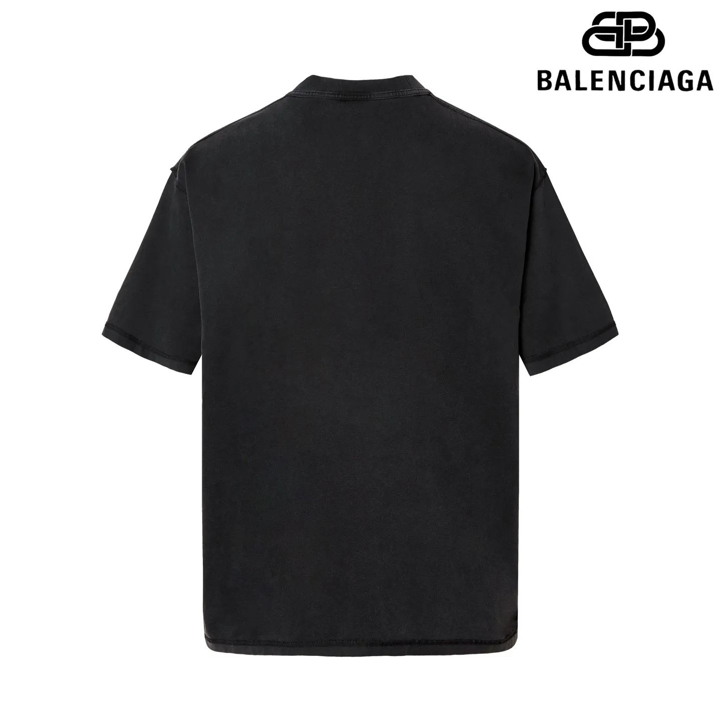🅿️190 9181# Detailed picture Top version [[BALENCIA*GA] official website quality Paris new letter LOGO chest patch embroidery short-sleeved T-shirt OS version Loose dropped shoulders Unisex style Fabric: 260g 100% cotton double yarn Technology: Front patch embroidery Reverse stitching Garment wash Distressed Shaping Solid color Color: Washed black, fog blue, green Size: XS S M L