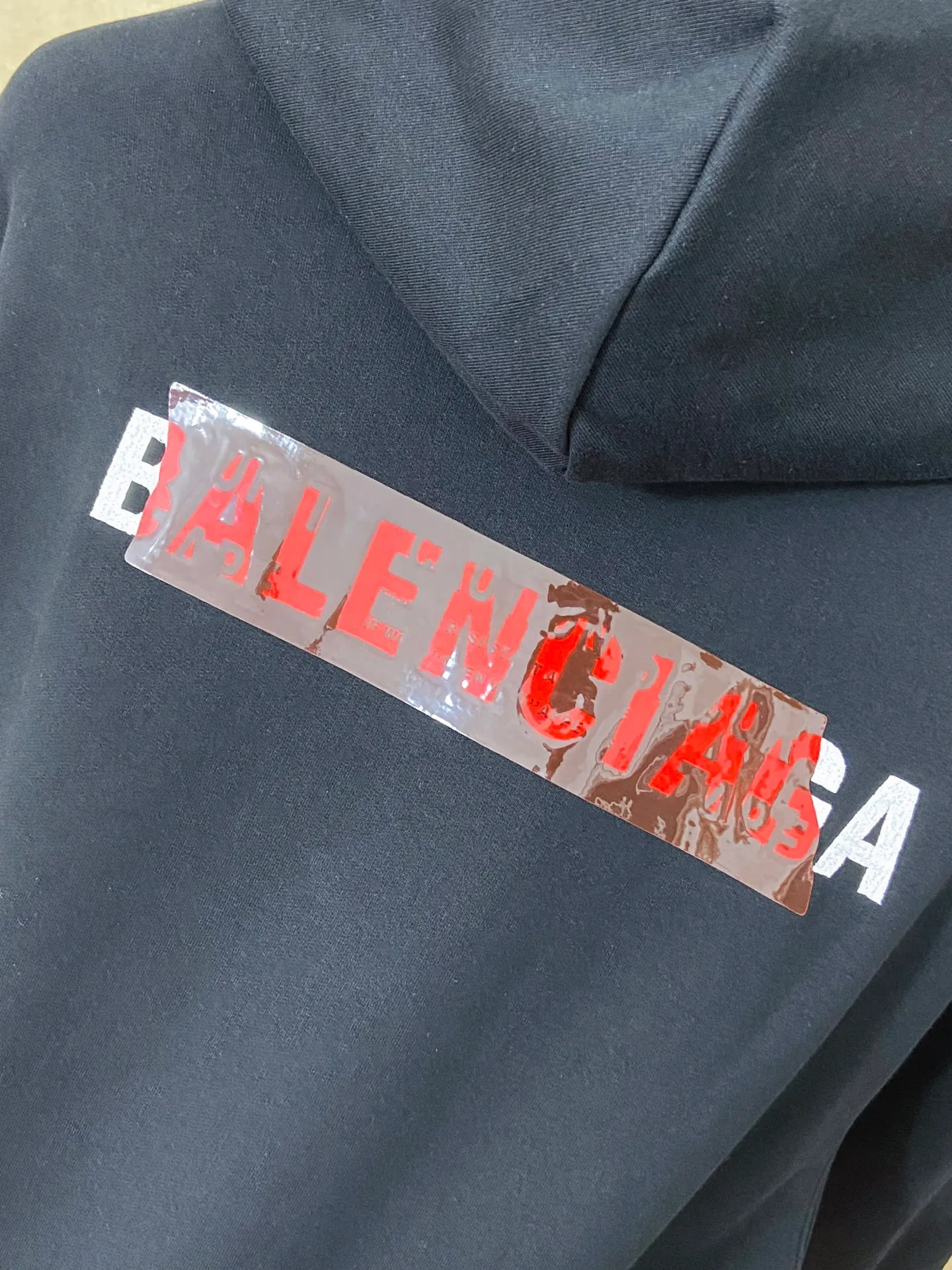 🅿️290 7201# Real photos Top version [[BALENCIA*GA] Official website quality Paris new front and back letter LOGO embroidered tape taped hooded sweatshirt OS version Loose dropped shoulders Unisex style Fabric: 480g 100% cotton terry Davidson Technics: Front and back embroidery, taped Garment wash Shaping Fixing Color: Black Blue Size: XS S M L