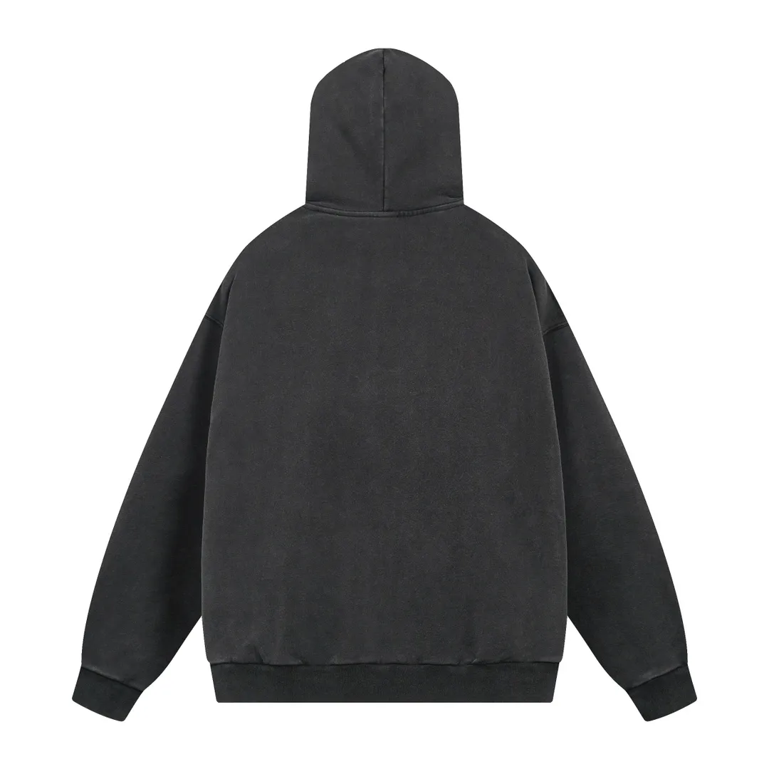 🅿️320 real shots [Top version. Official website quality] BALENCI*GA/Paris. 2024 new model. Montaigne artistic 10,000-needle appliqué embroidery on the front, washed and distressed hooded sweatshirt. Brick cabinet synchronization. Genuine product developed at the first time, please print and compare! The fabric is made of Paris ZP custom-woven and dyed cotton terry sweatshirt. Weighing 460 grams, the cloth surface is clean. The cloth pattern is clear, soft and comfortable. The threads are dyed with no color difference. The embroidery is done using imported Tajima embroidery machines. The letters are clear and the effect is three-dimensional. The entire garment is washed and distressed. The version adopts OS loose shoulder design. Same style for men and women. Code: BL238910 Color: washed black Size: XS. S. M. L