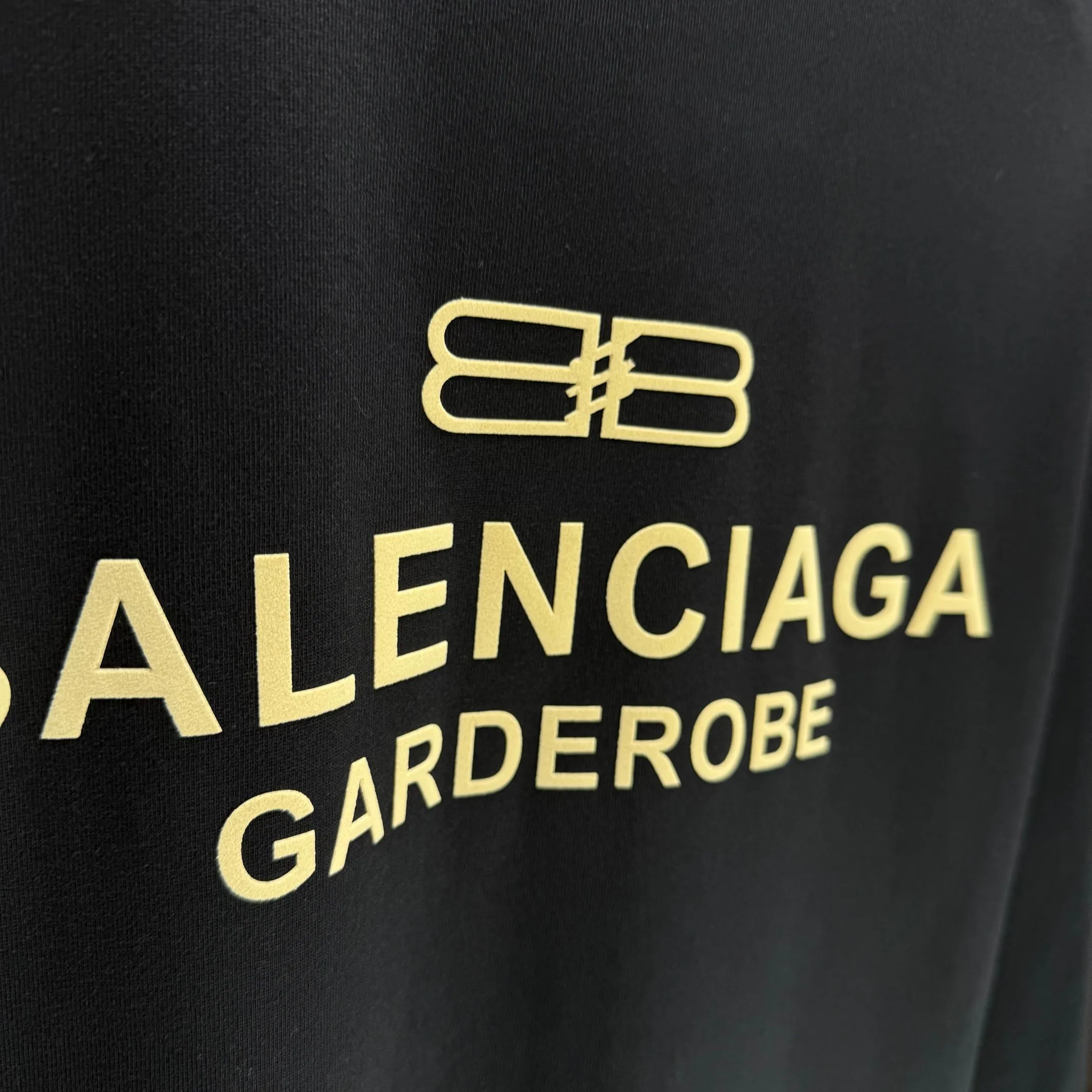 🅿️240 BALENC* Paris* 2025 autumn and winter new thick long-sleeved T-shirt 320g pure cotton letter logo flocking Color: black white night blue code number: S M L XL
