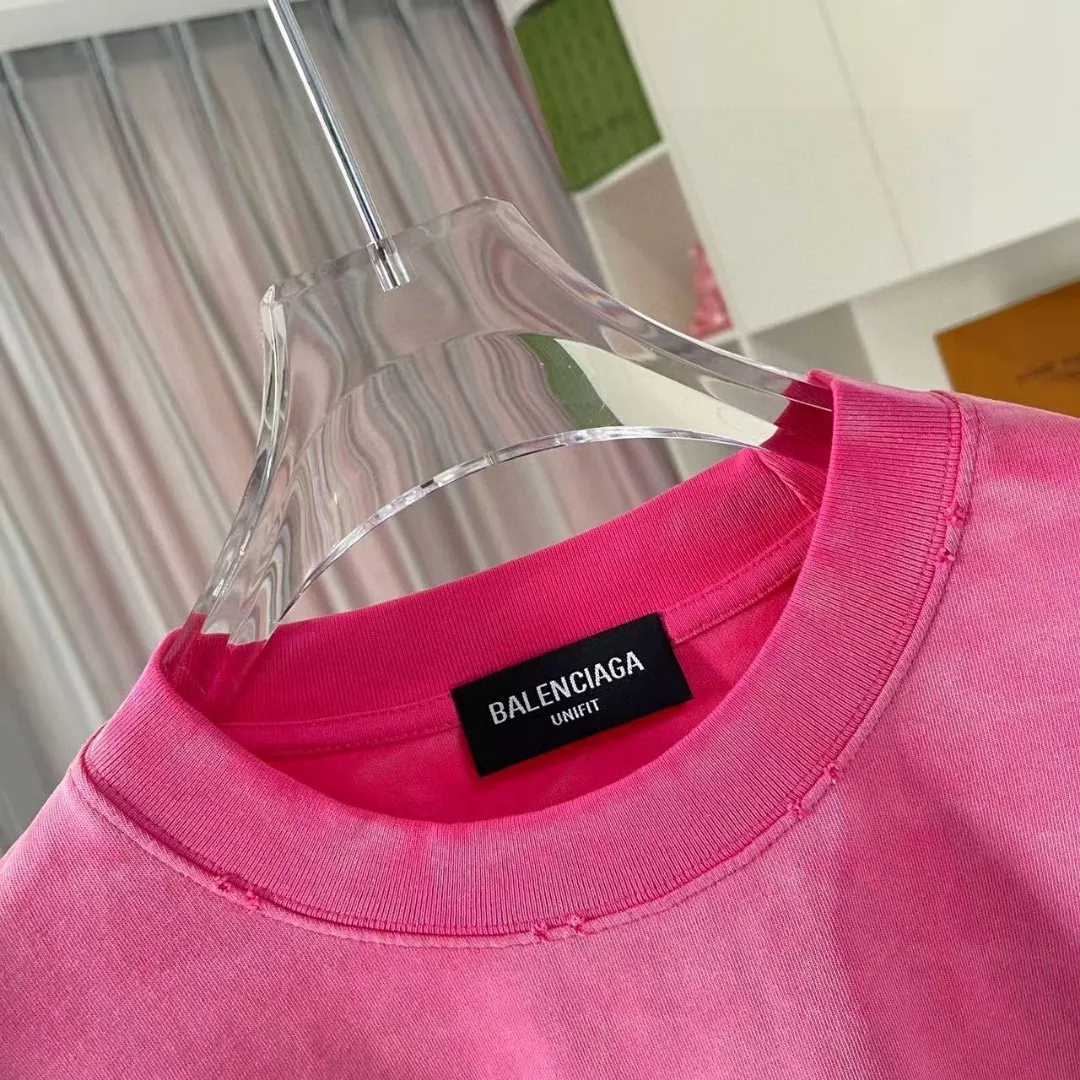 🅿️190 BALENCI*GA Paris 2025 summer new style, washed, distressed, spray-painted, personalized letter logo printing, customized fabric 320g, short-sleeved T-shirt, same style for men and women, size: S M L XL XXL five codes, color: black, white, gradient black, gradient red